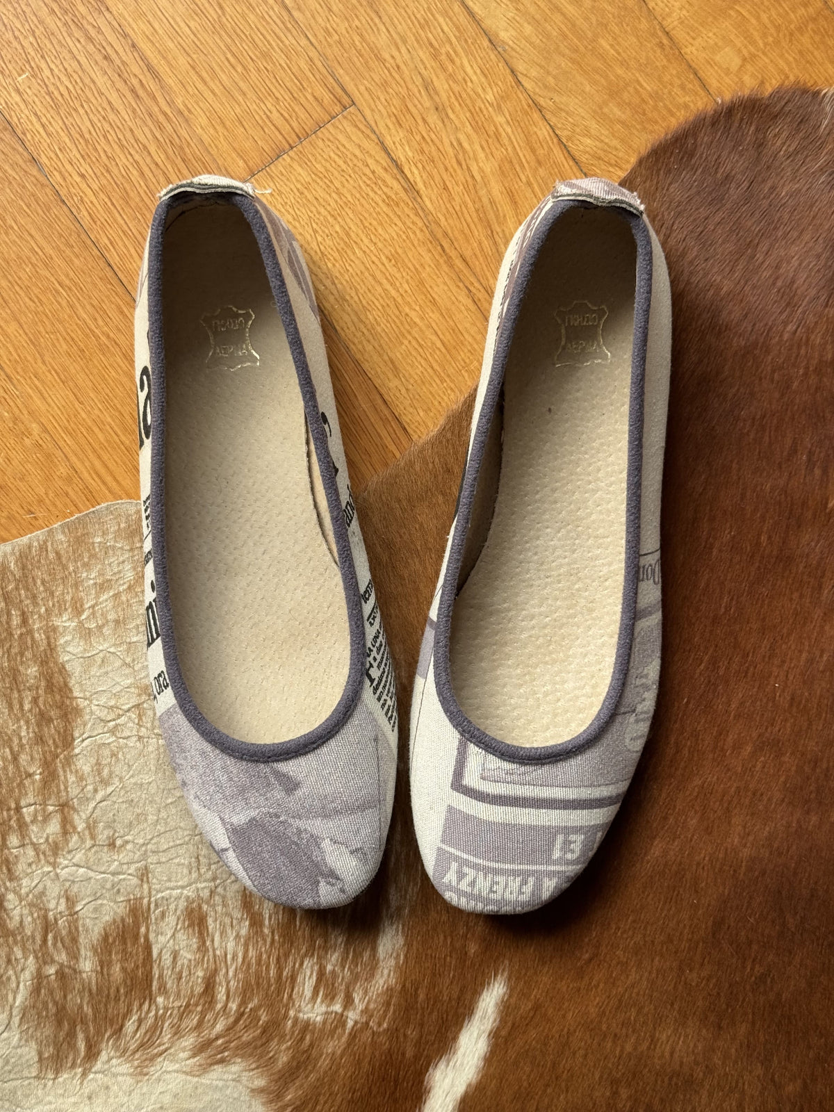 Printed Canvas Ballerinas