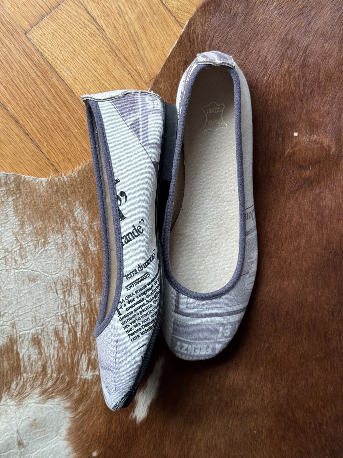 Printed Canvas Ballerinas