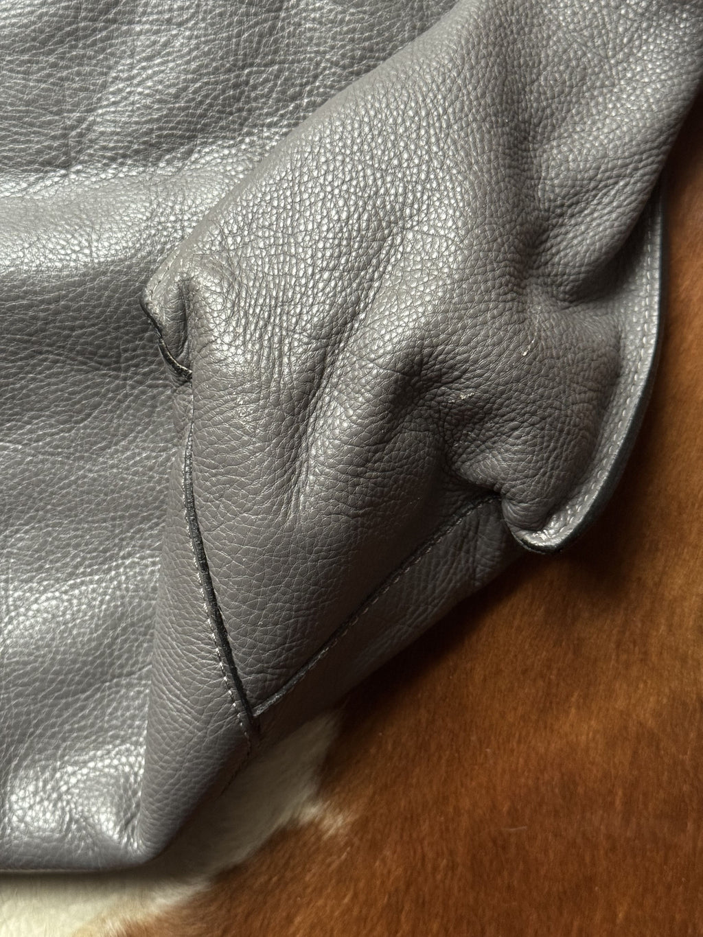 Large Grey Leather City Bag