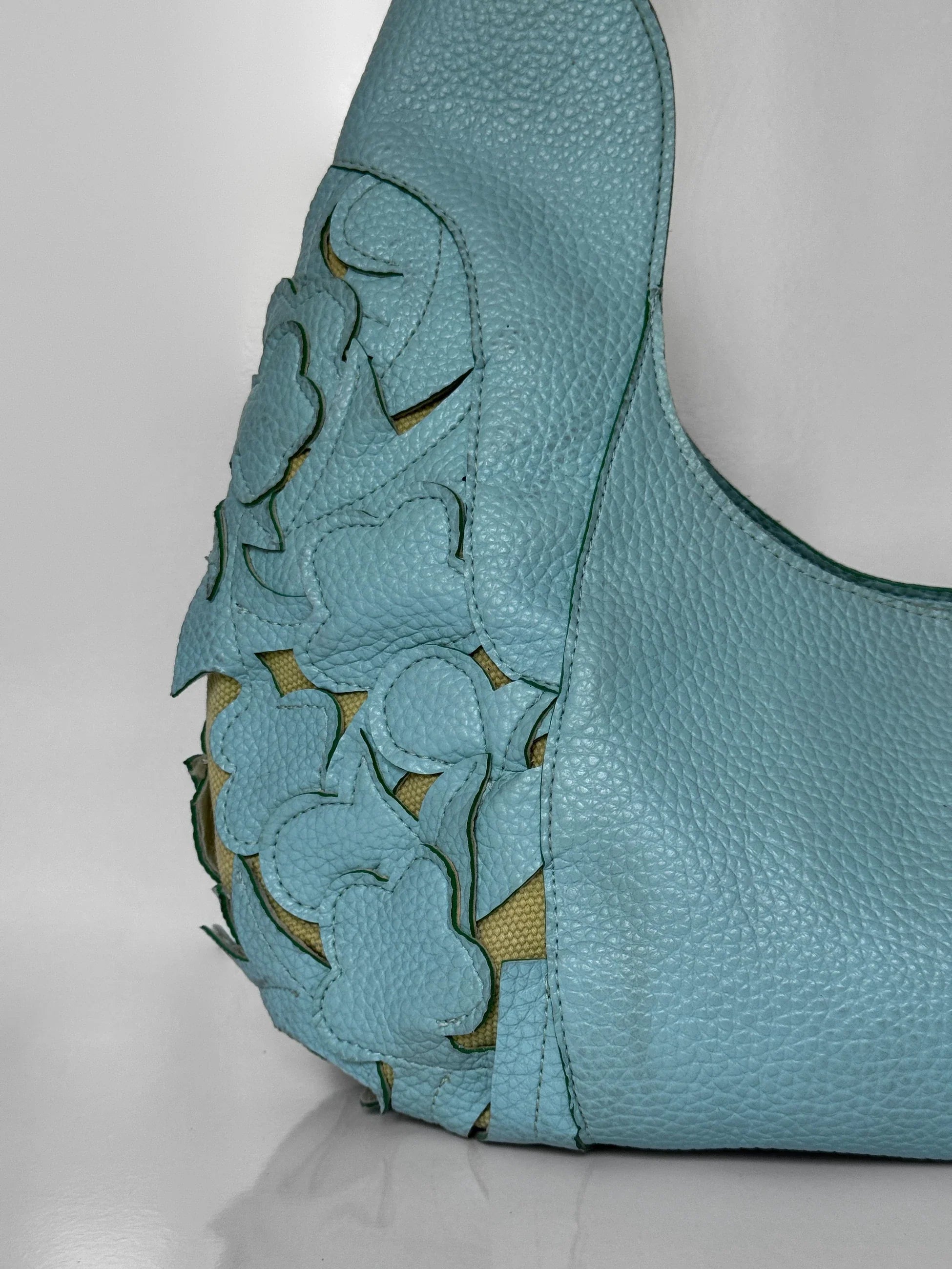 Blue Leather Shoulder Bag