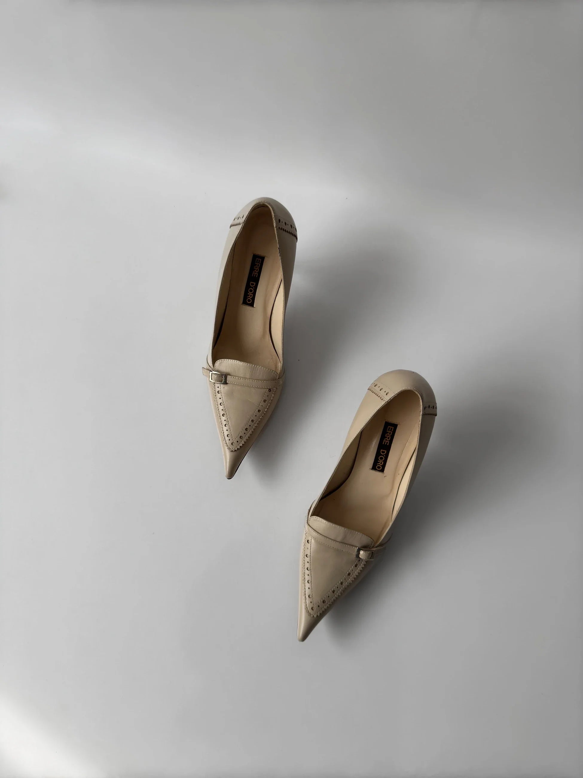 Cream Leather Heeled Shoes
