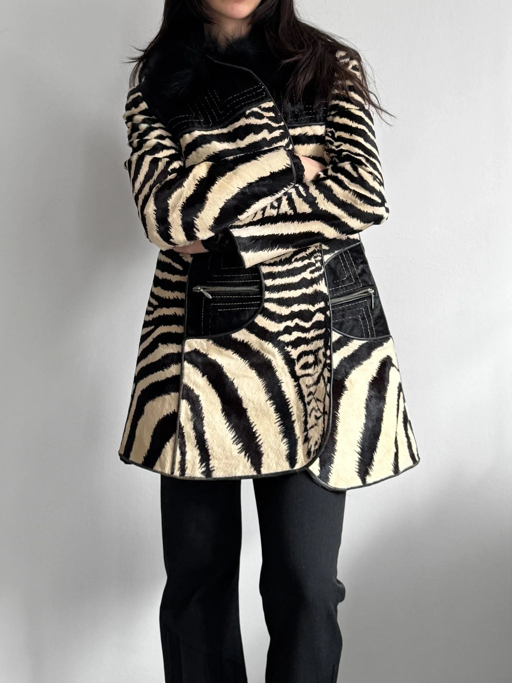 Cowhide Zebra-Print Coat