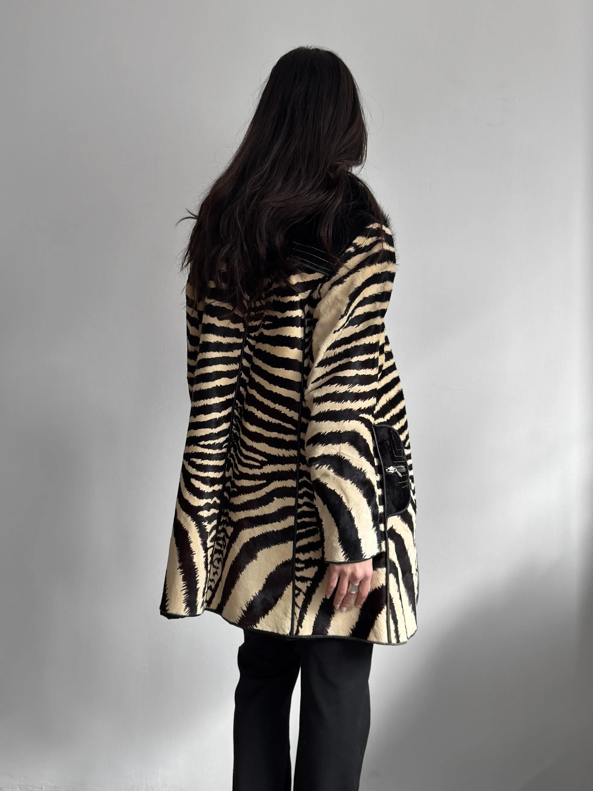 Cowhide Zebra-Print Coat