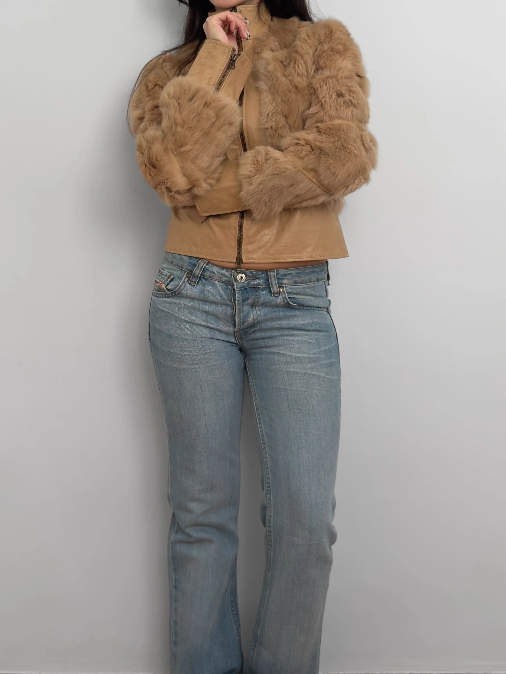 Fur-Trimmed Leather Coat