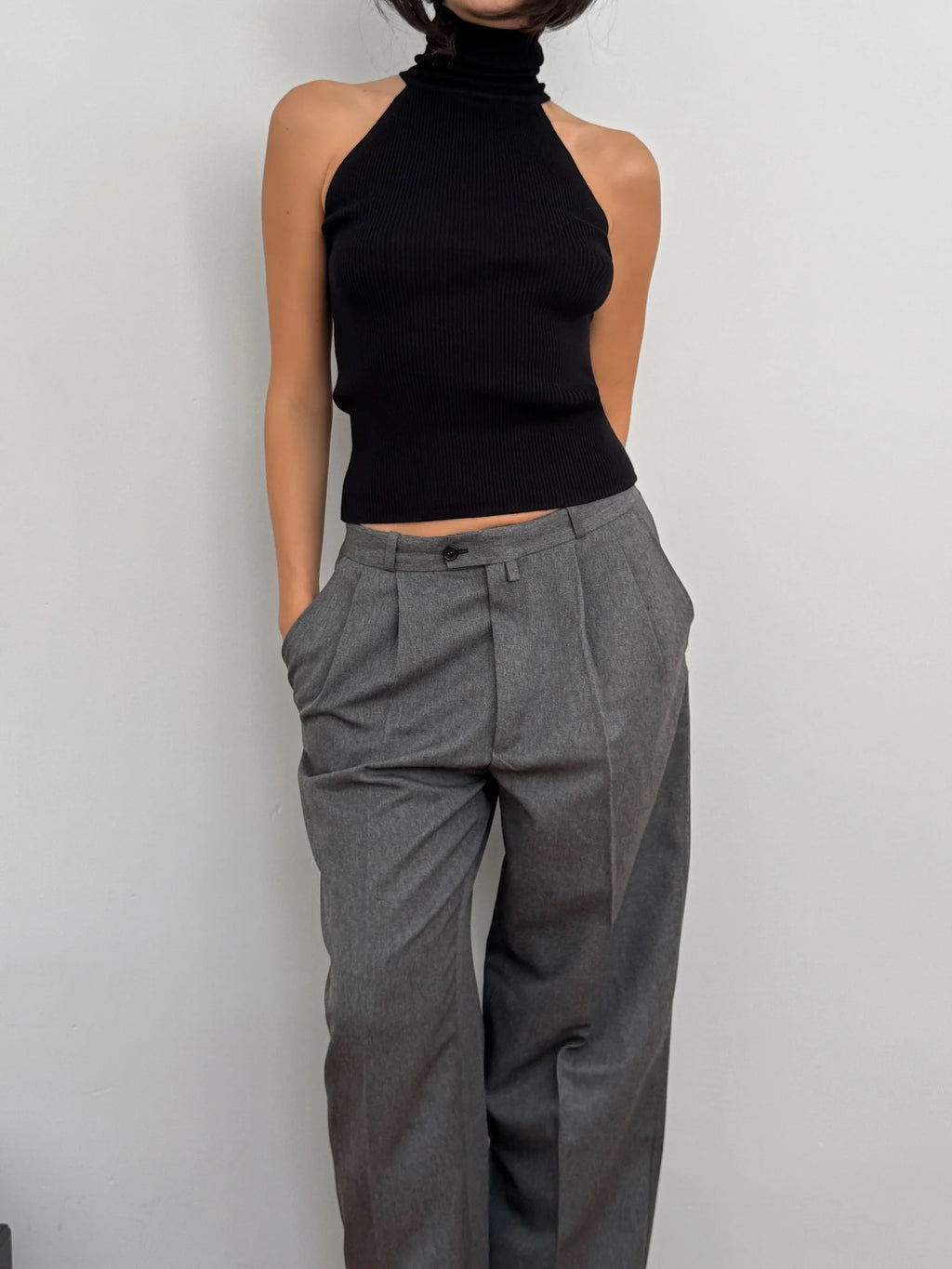 Black Knit Turtleneck Pullover