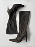 Distressed Denim Boots