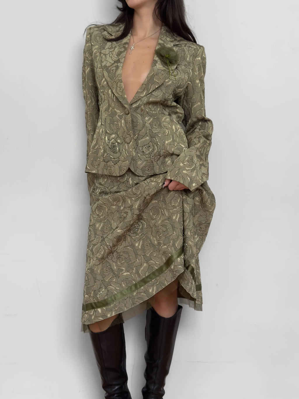 Green Skirted Set