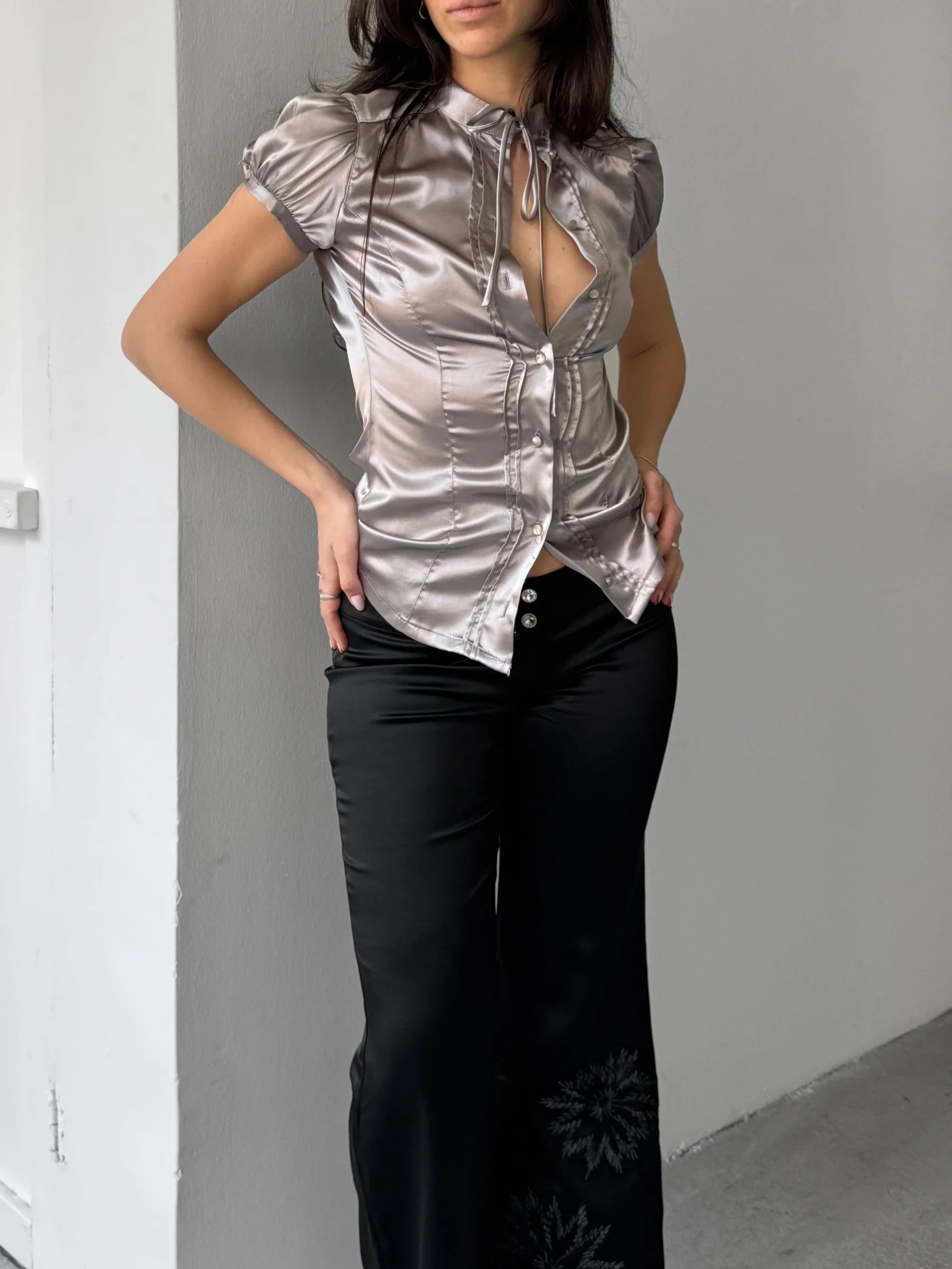 Grey Satin Shirt