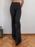 Hem-Detailed Grey Trousers