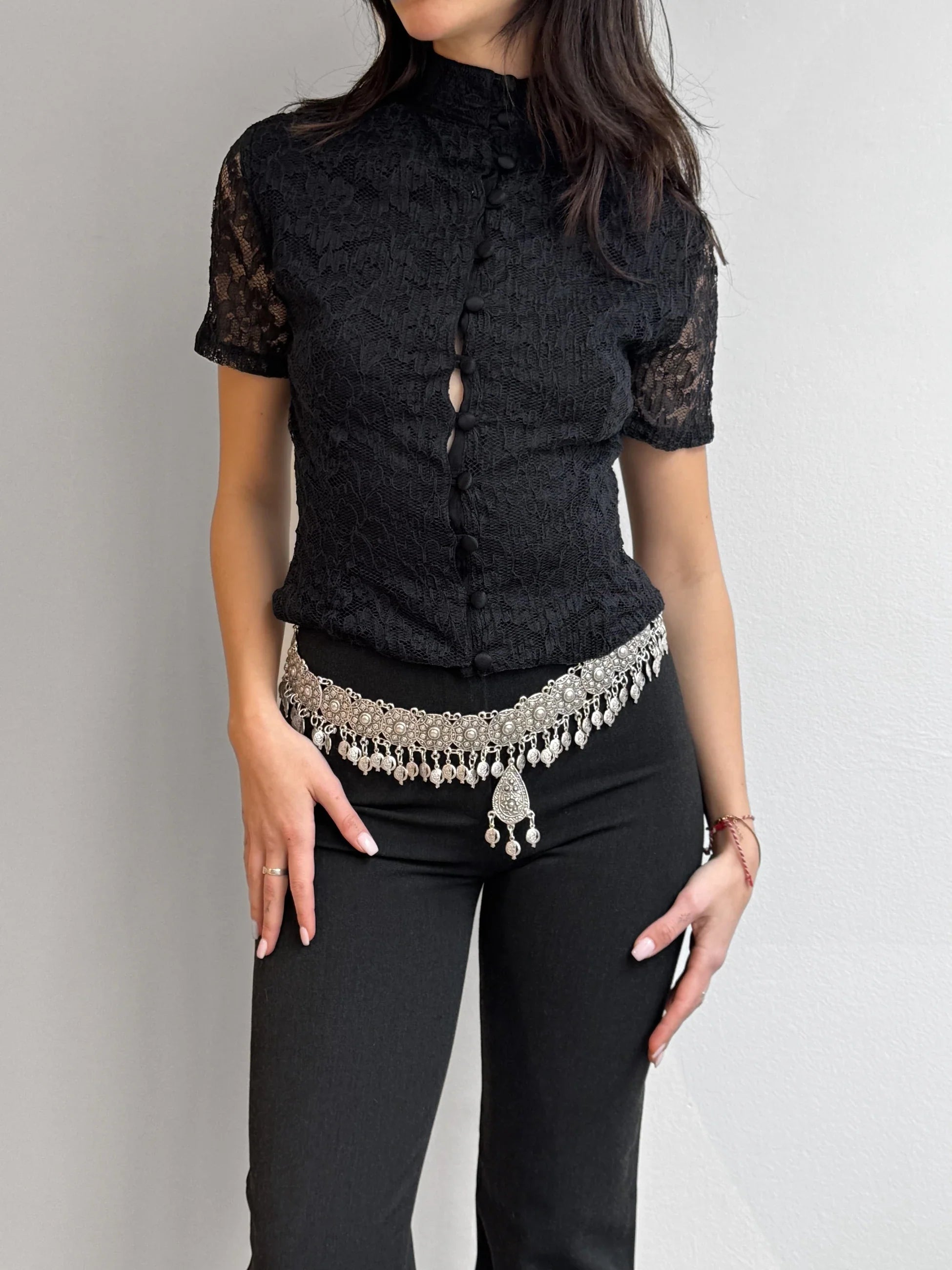 Short Sleeve Lace Blouse