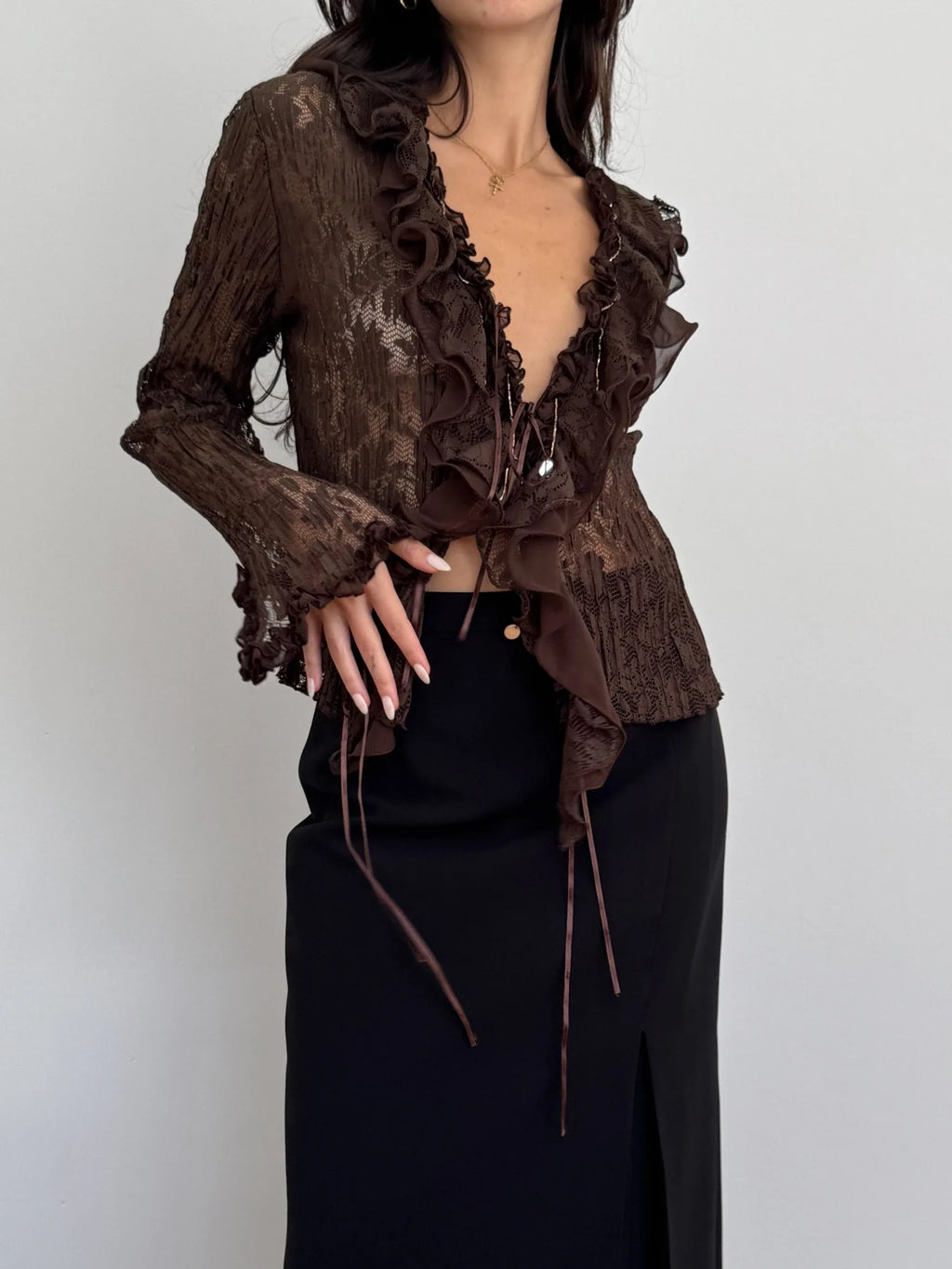 Brown Lace Blouse