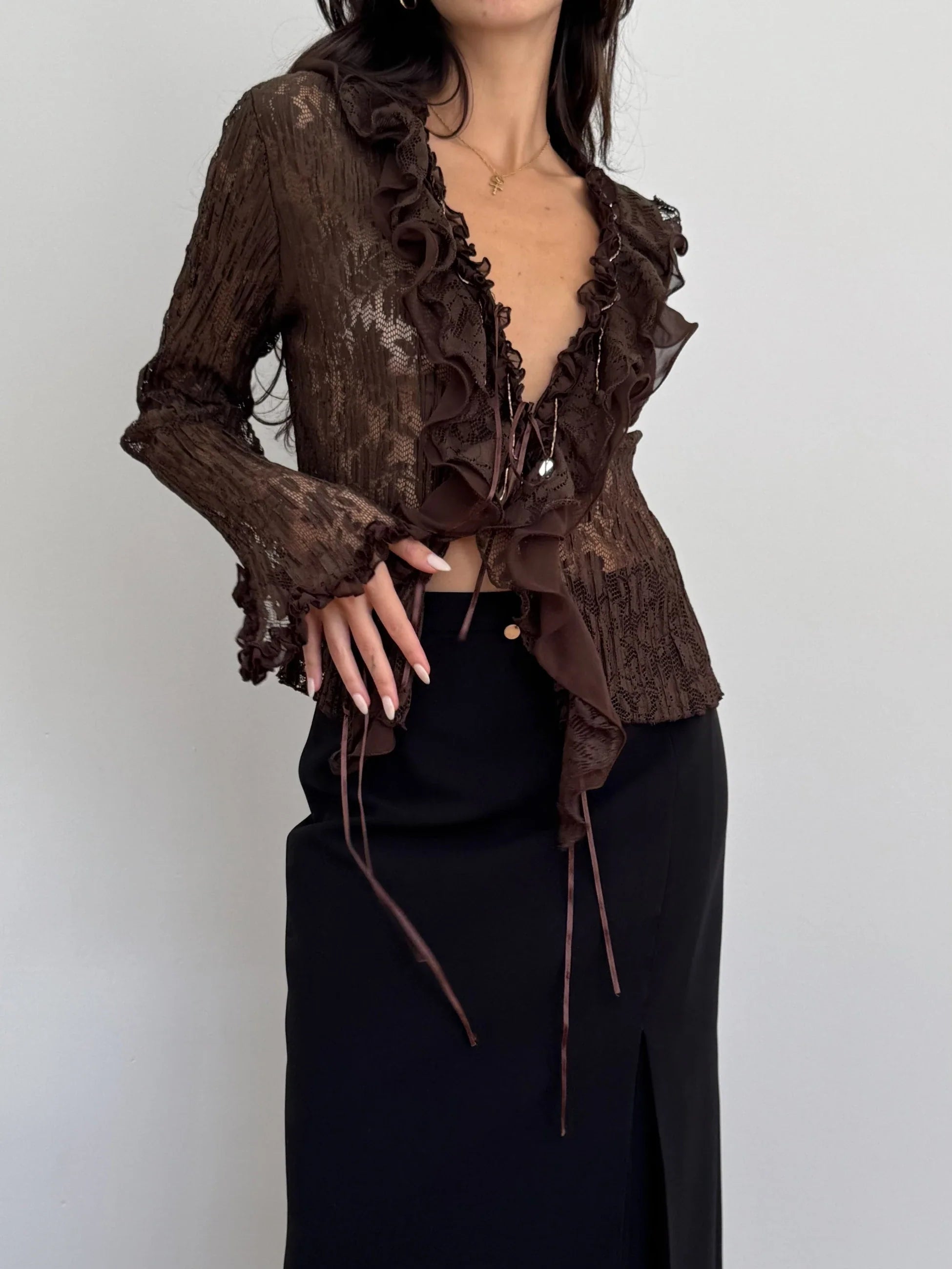 Brown Lace Blouse