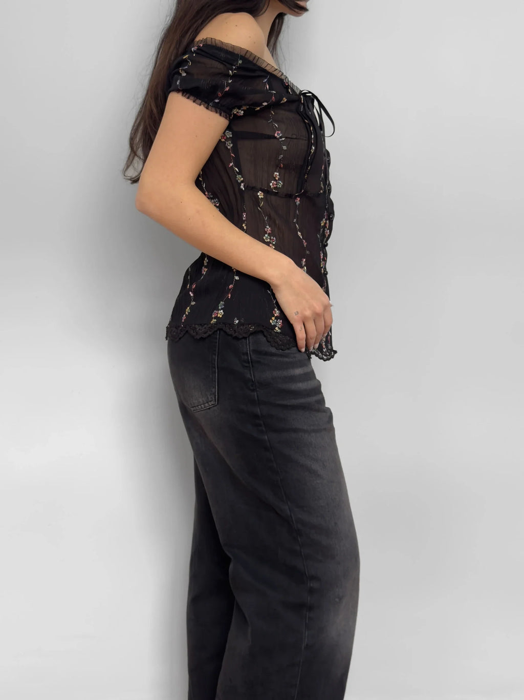 Embroidered Tulle Shirt