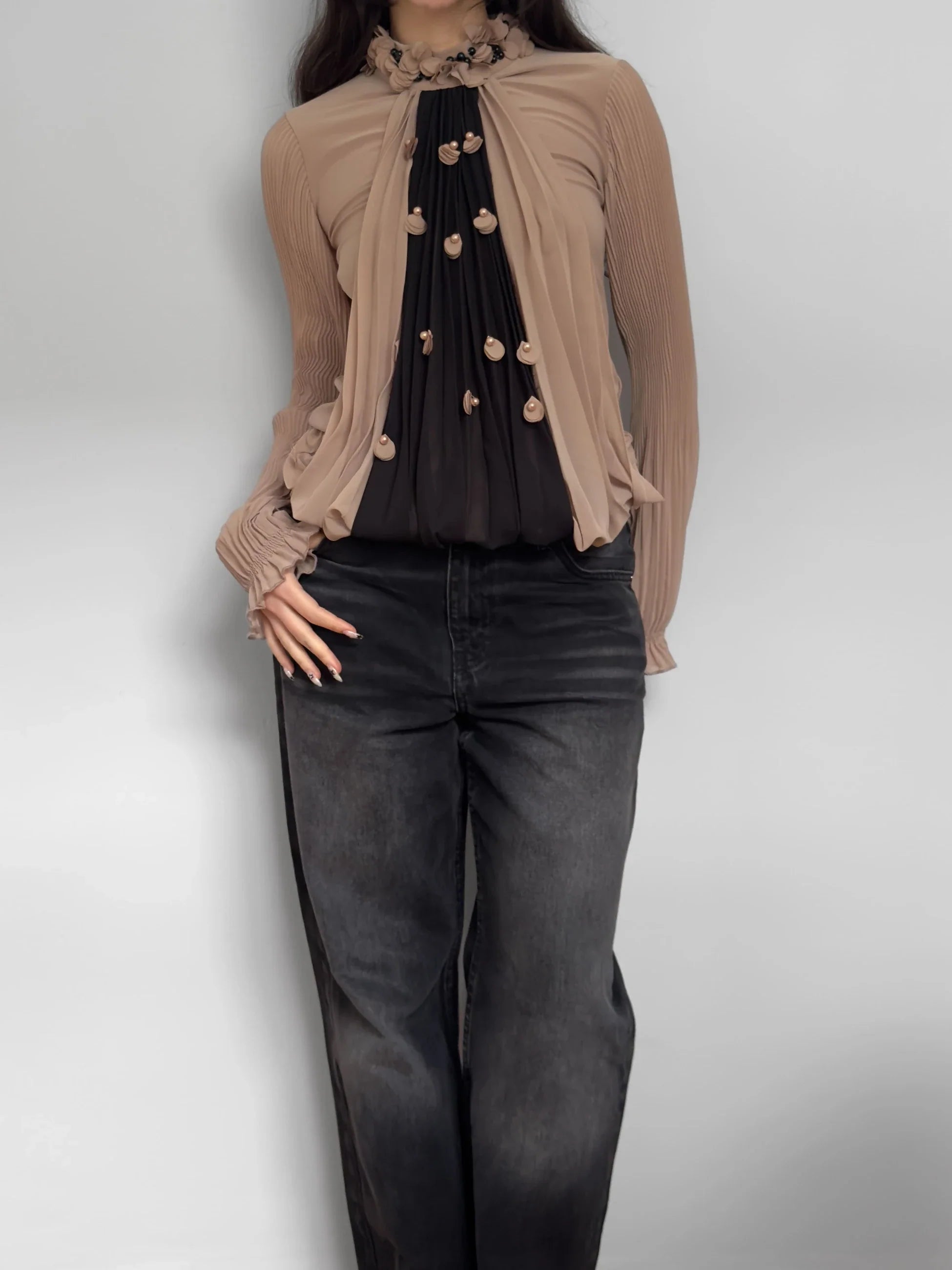 Chiffon-Detailed Blouse