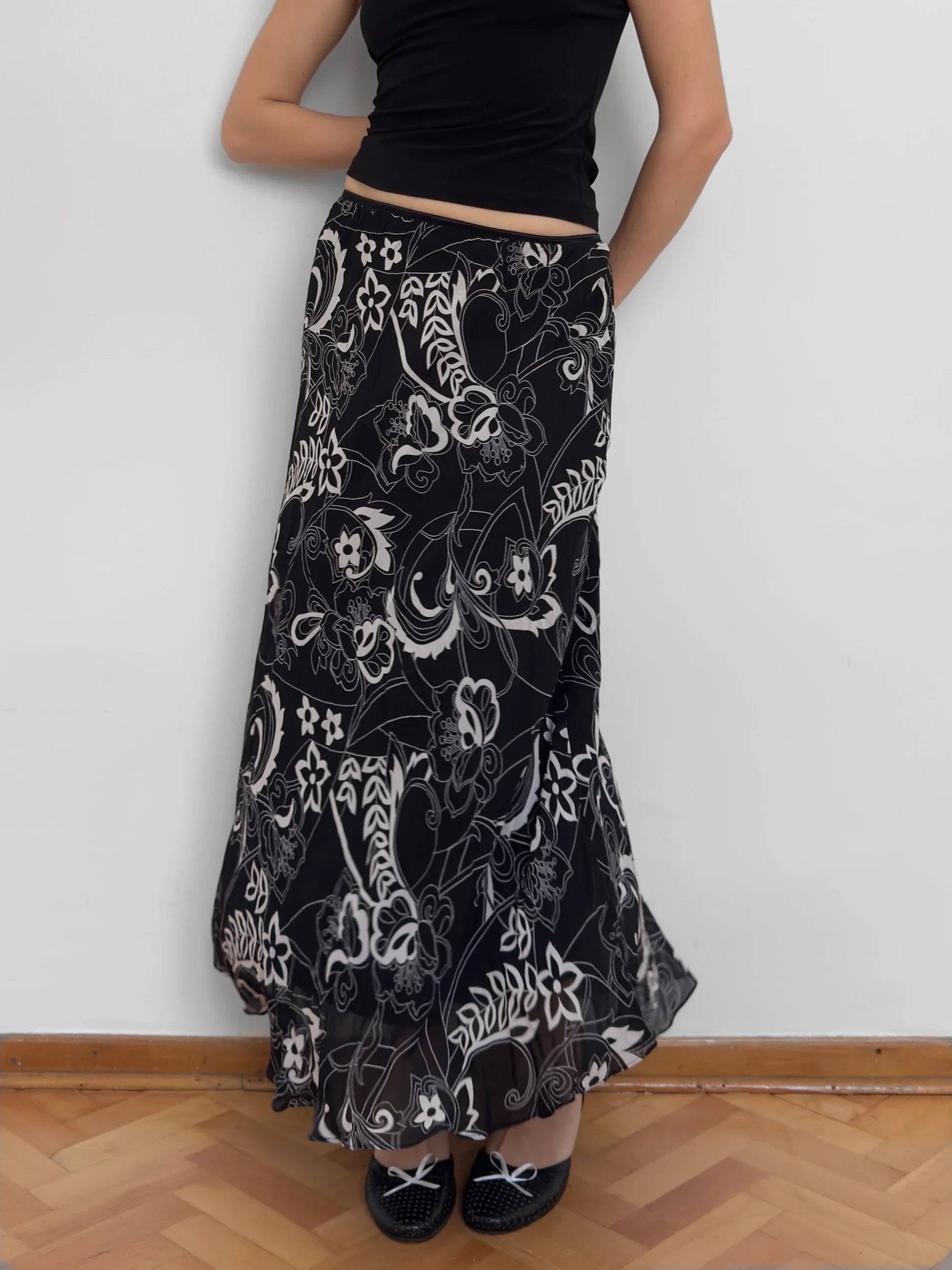 Patterned Chiffon Skirt