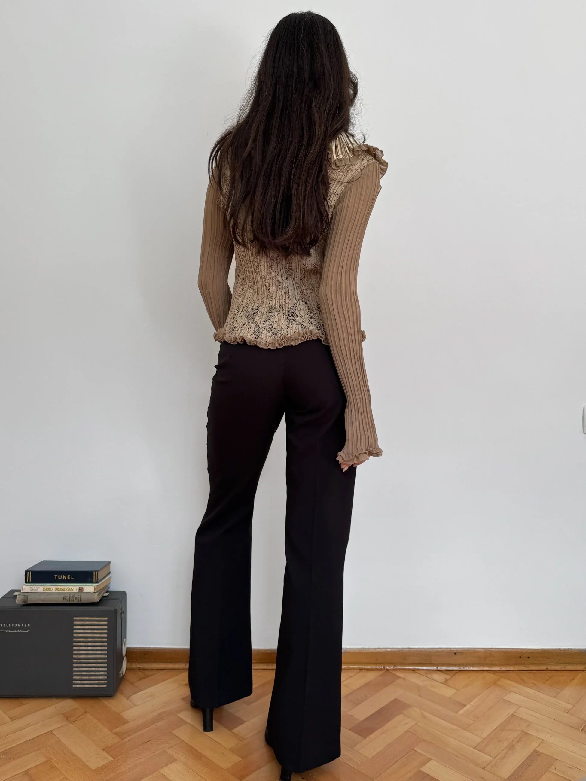 Lace-Detailed Tulle Blouse