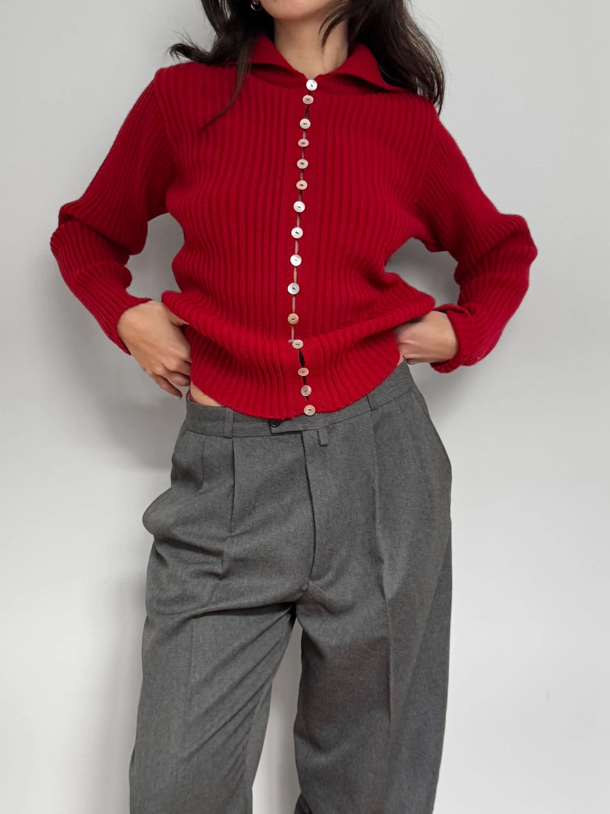 Red Wool Blend Knit Sweater