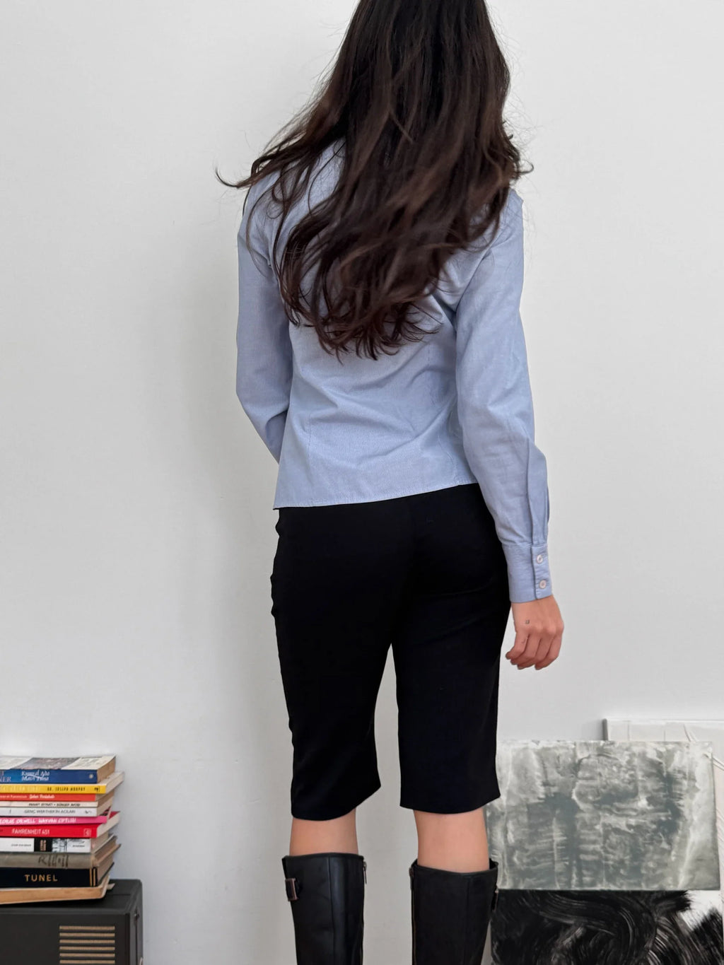 Collar-Detailed Blue Shirt