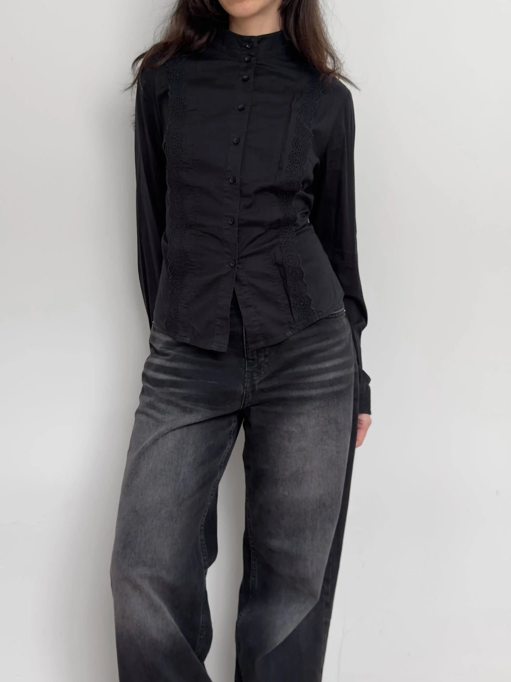 Black Eyelet Shirt