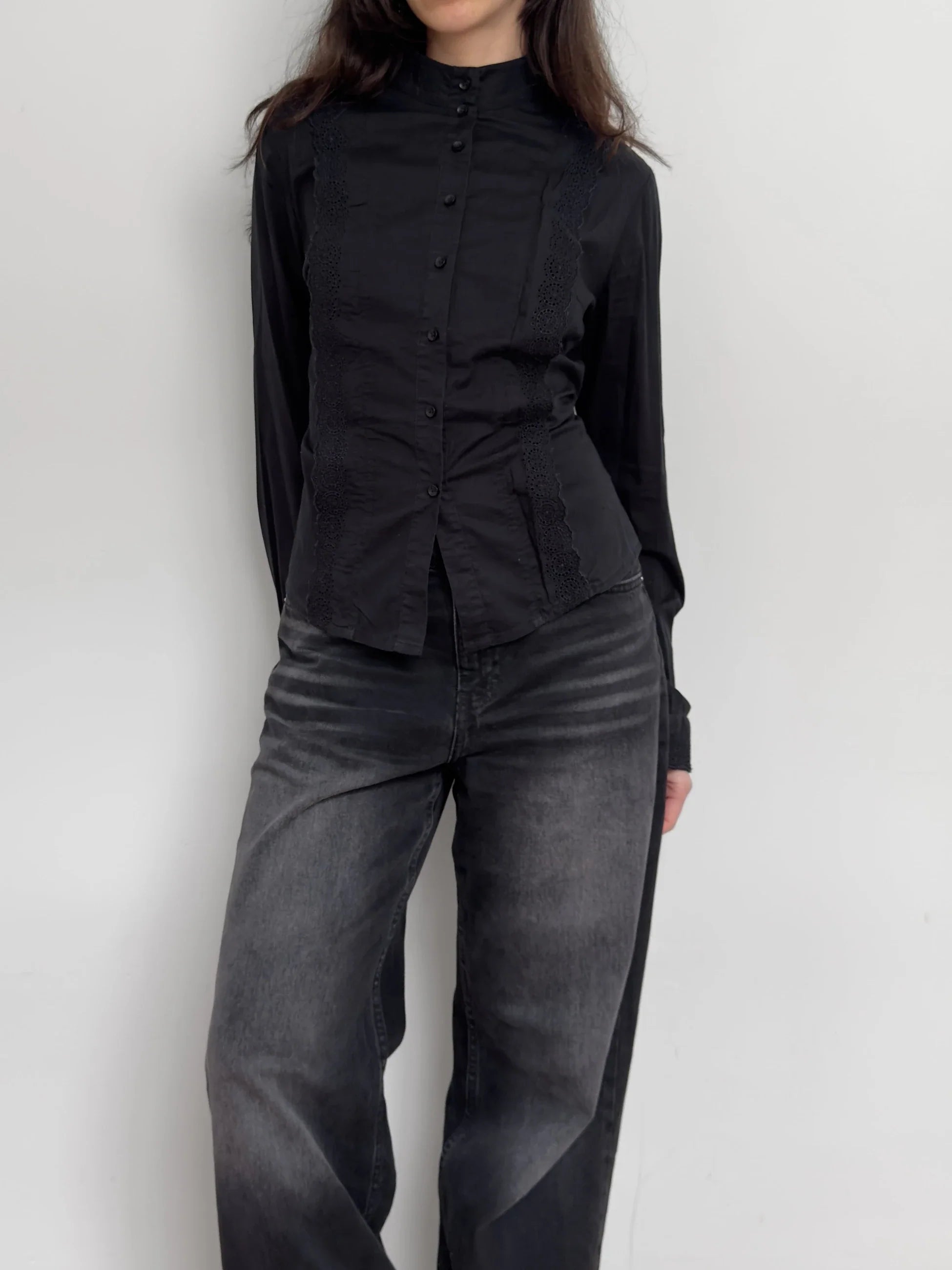 Black Eyelet Shirt