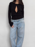 Lace-Detailed Black Cardigan