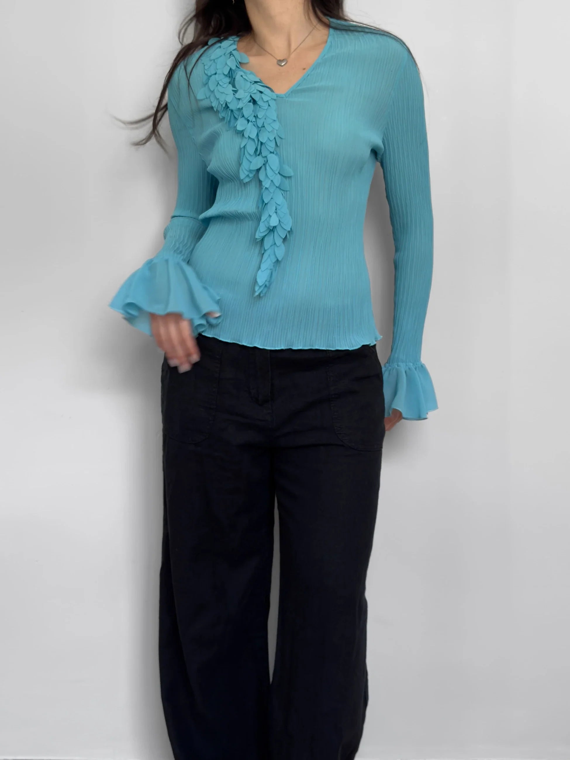 Blue Chiffon Blouse
