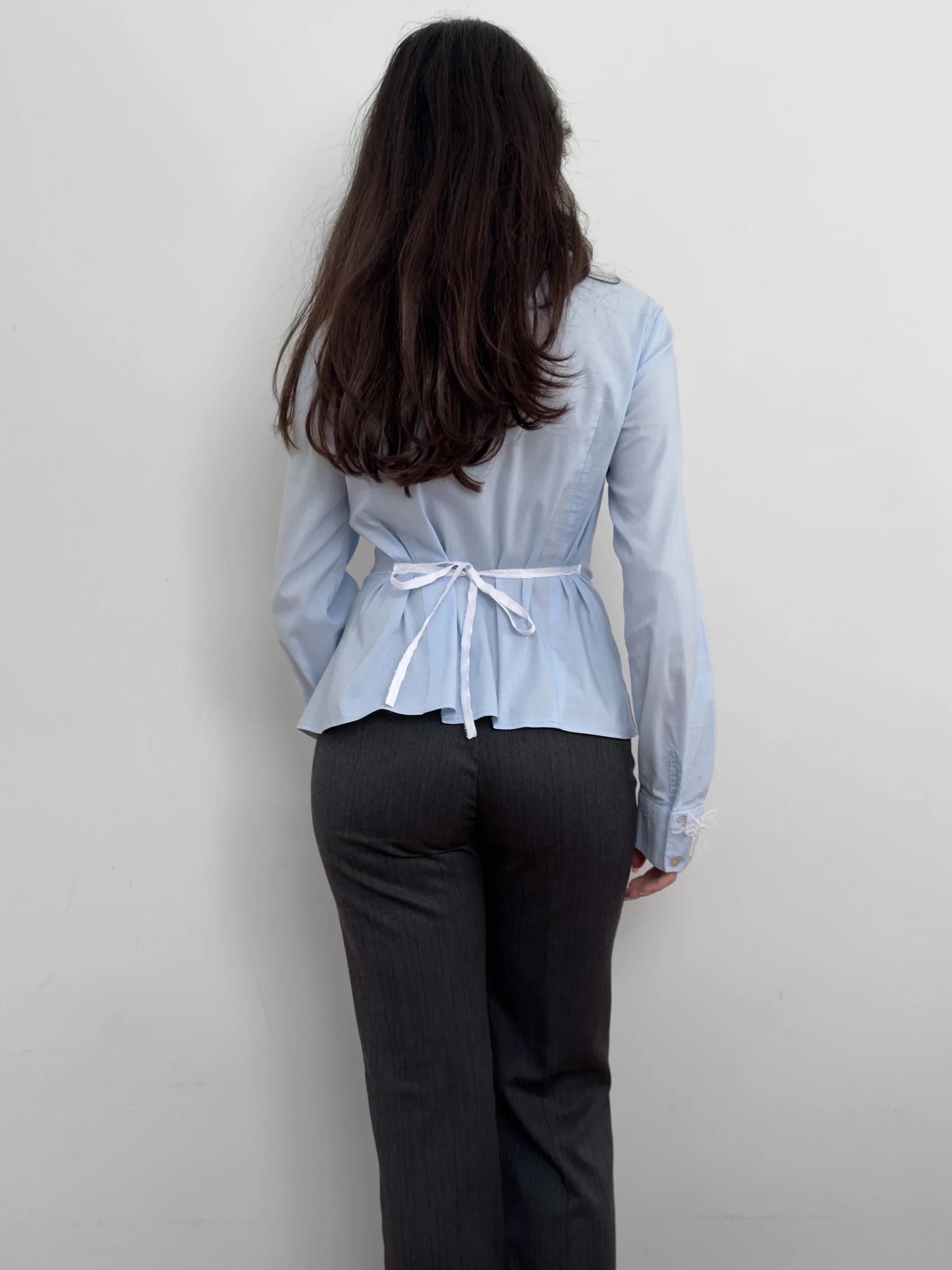 Collar-Detailed Blue Shirt