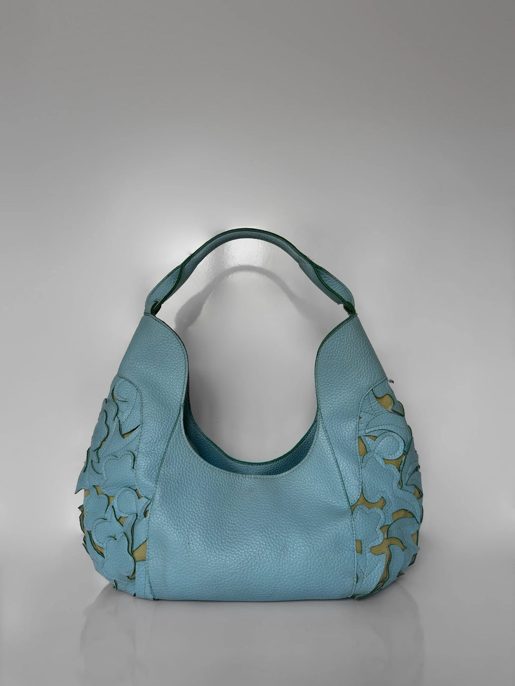 Blue Leather Shoulder Bag