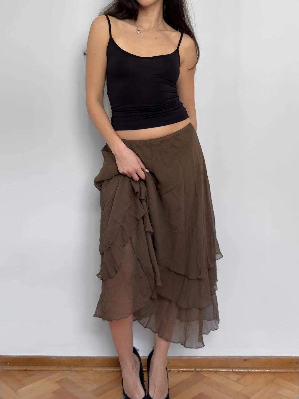 Brown Silk Skirt