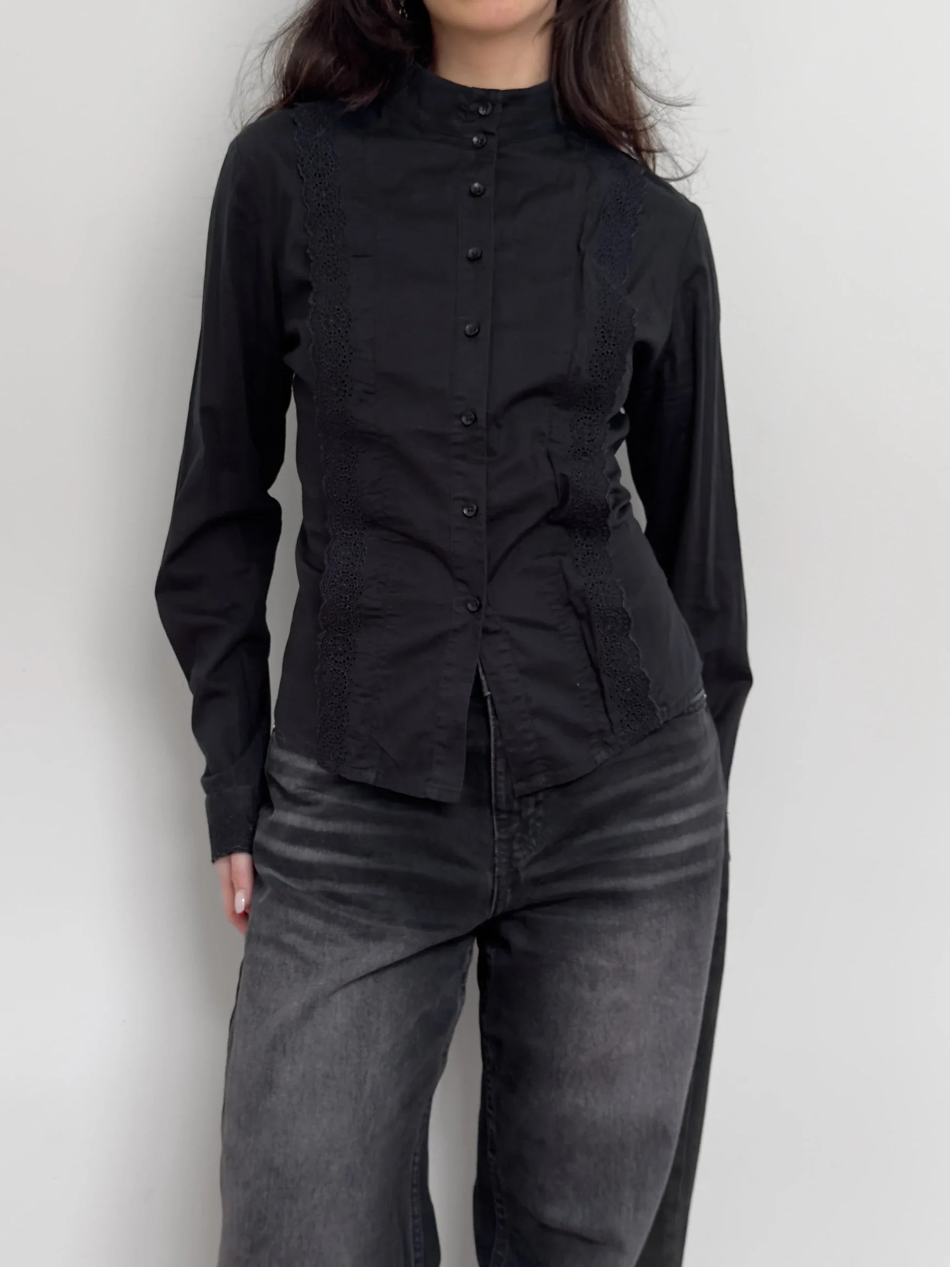 Black Eyelet Shirt