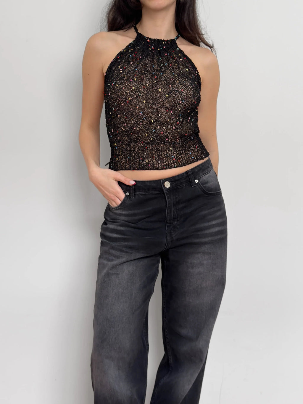 Hand-Knit Sequin Blouse