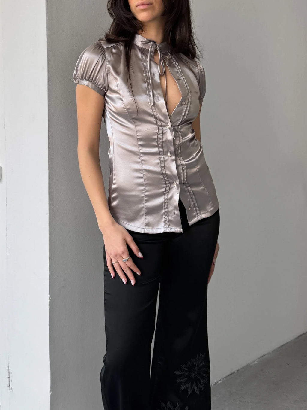 Grey Satin Shirt