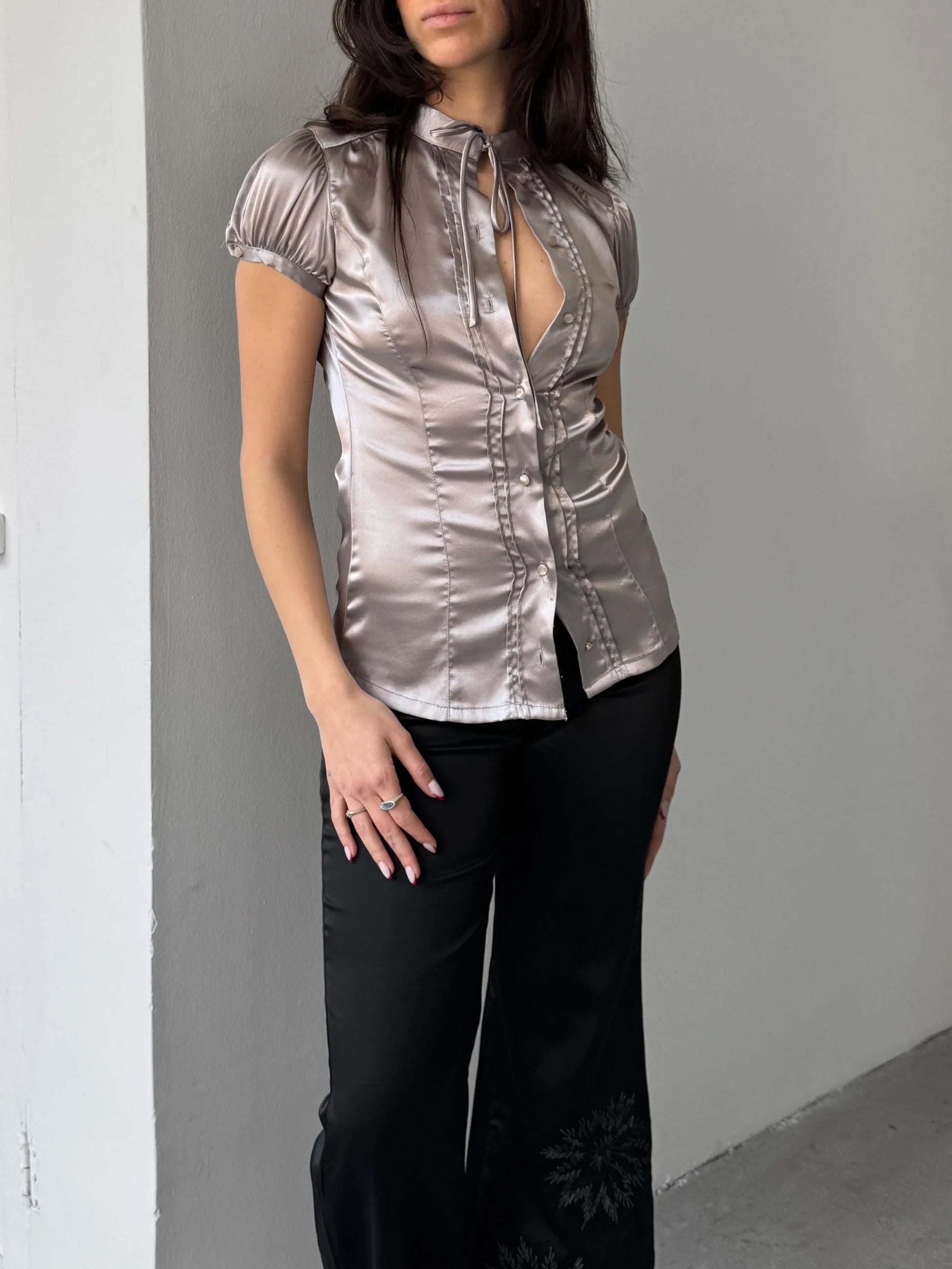 Grey Satin Shirt