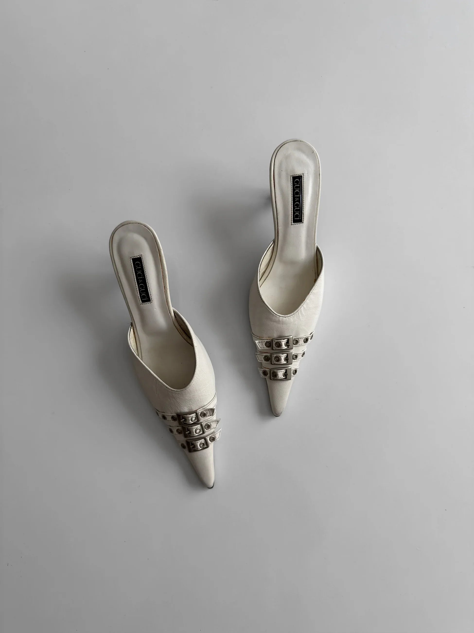 White Leather Heeled Shoes