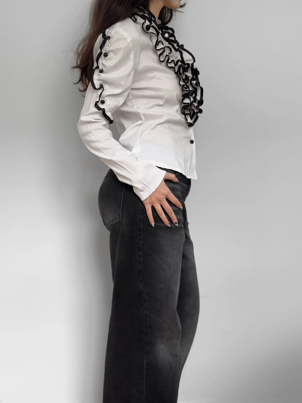 Ruffled Contrast Shirt