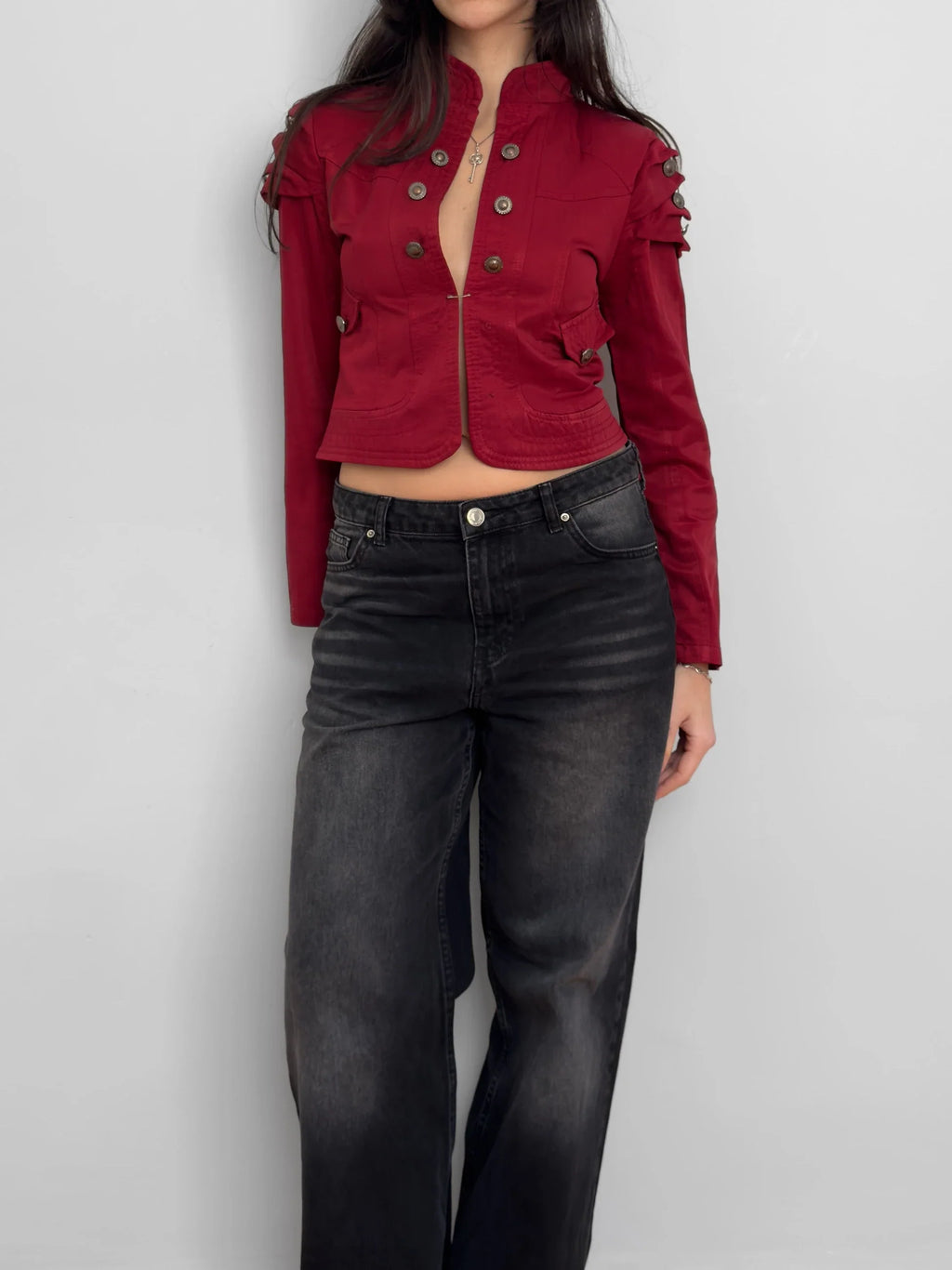 Burgundy Military Jacket