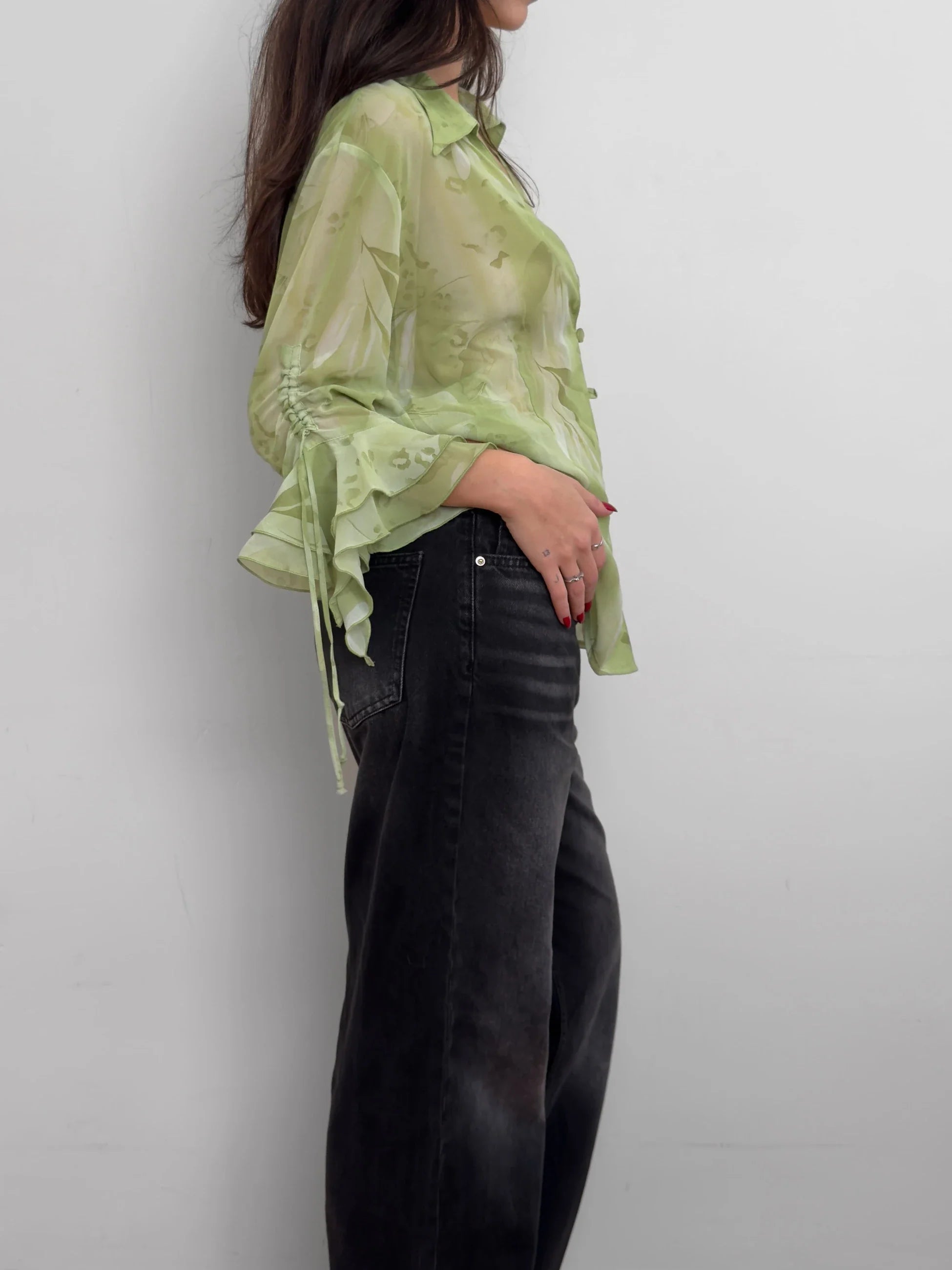 Ruffled Chiffon Shirt