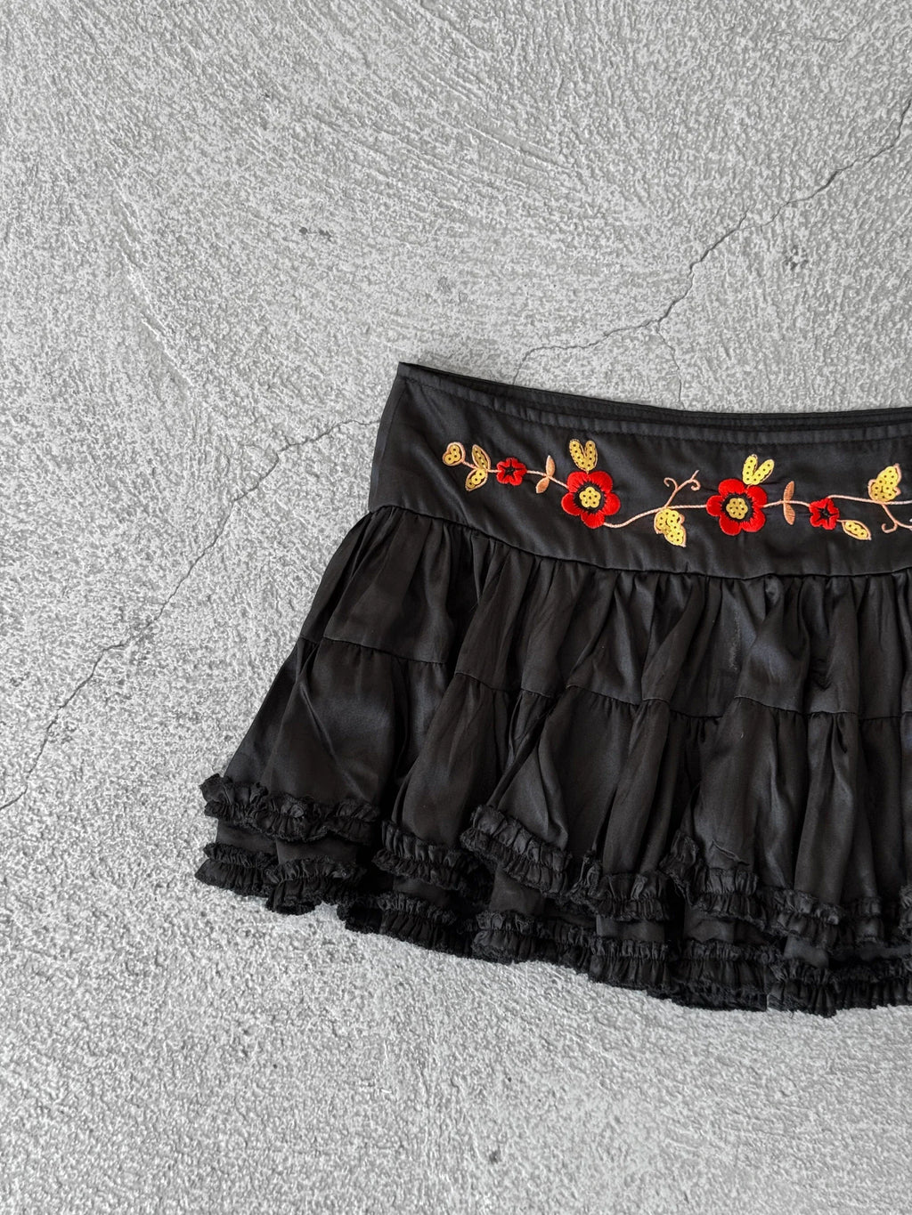 Embroidered Satin Skirt