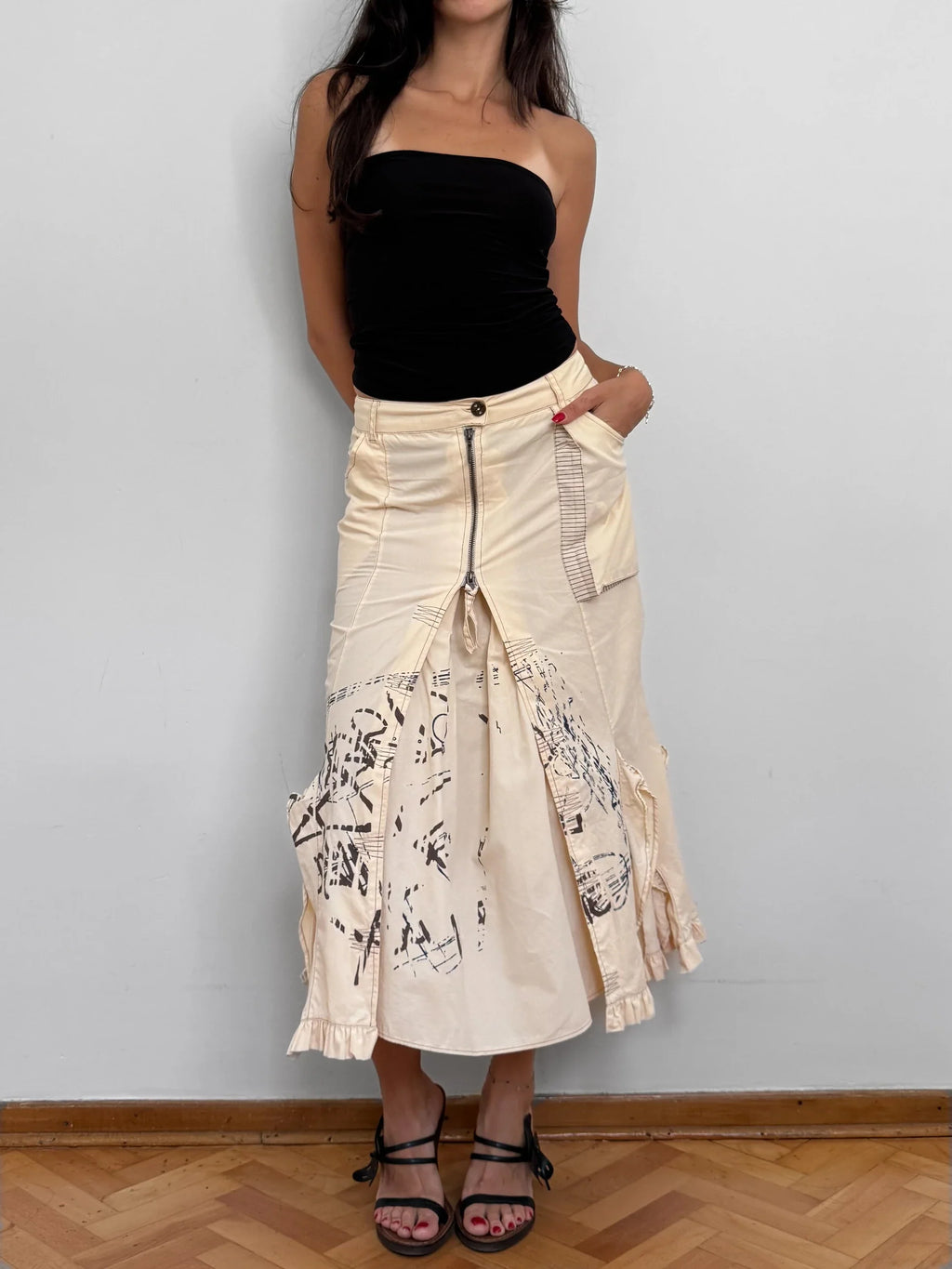 Cream Midi Skirt