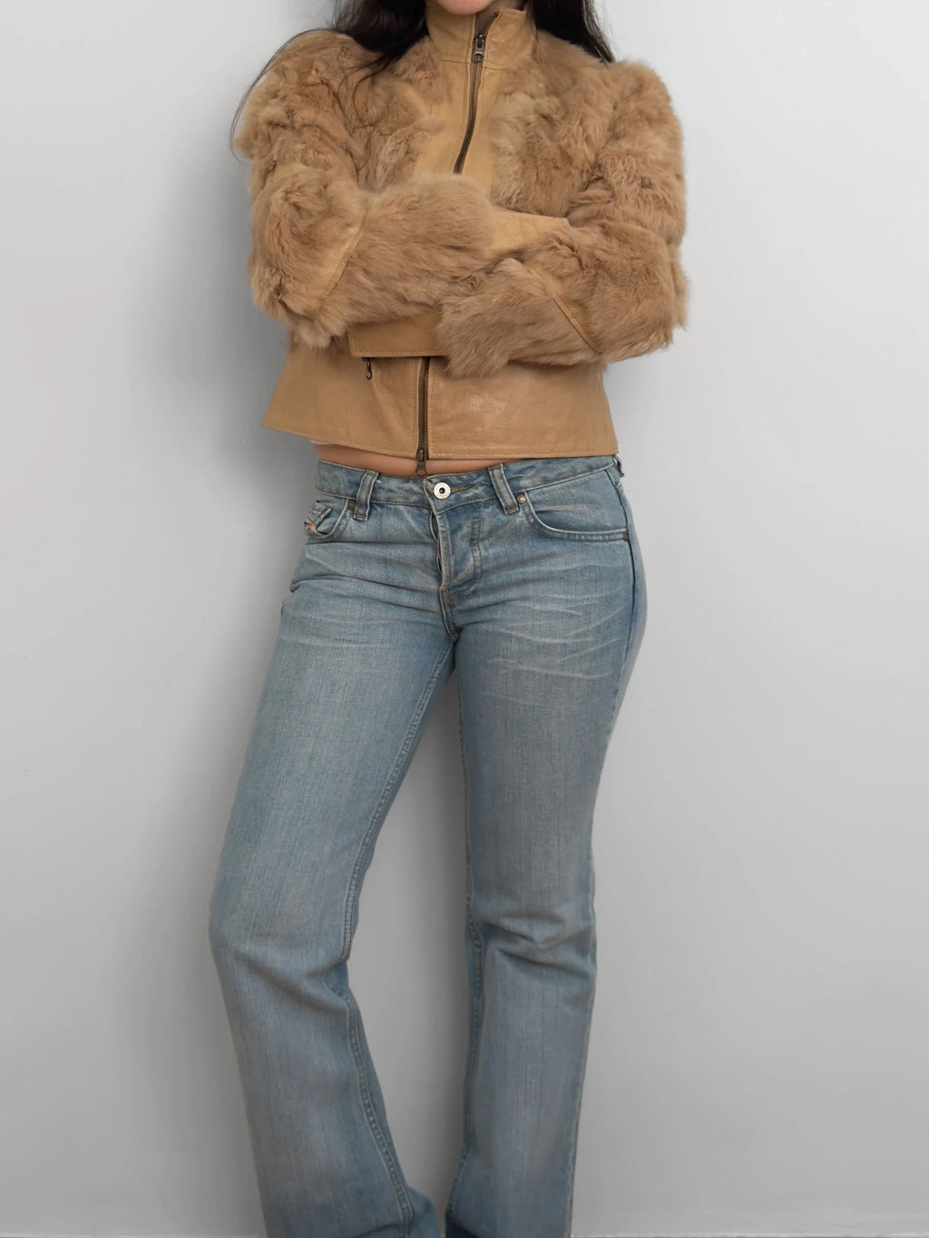 Fur-Trimmed Leather Coat