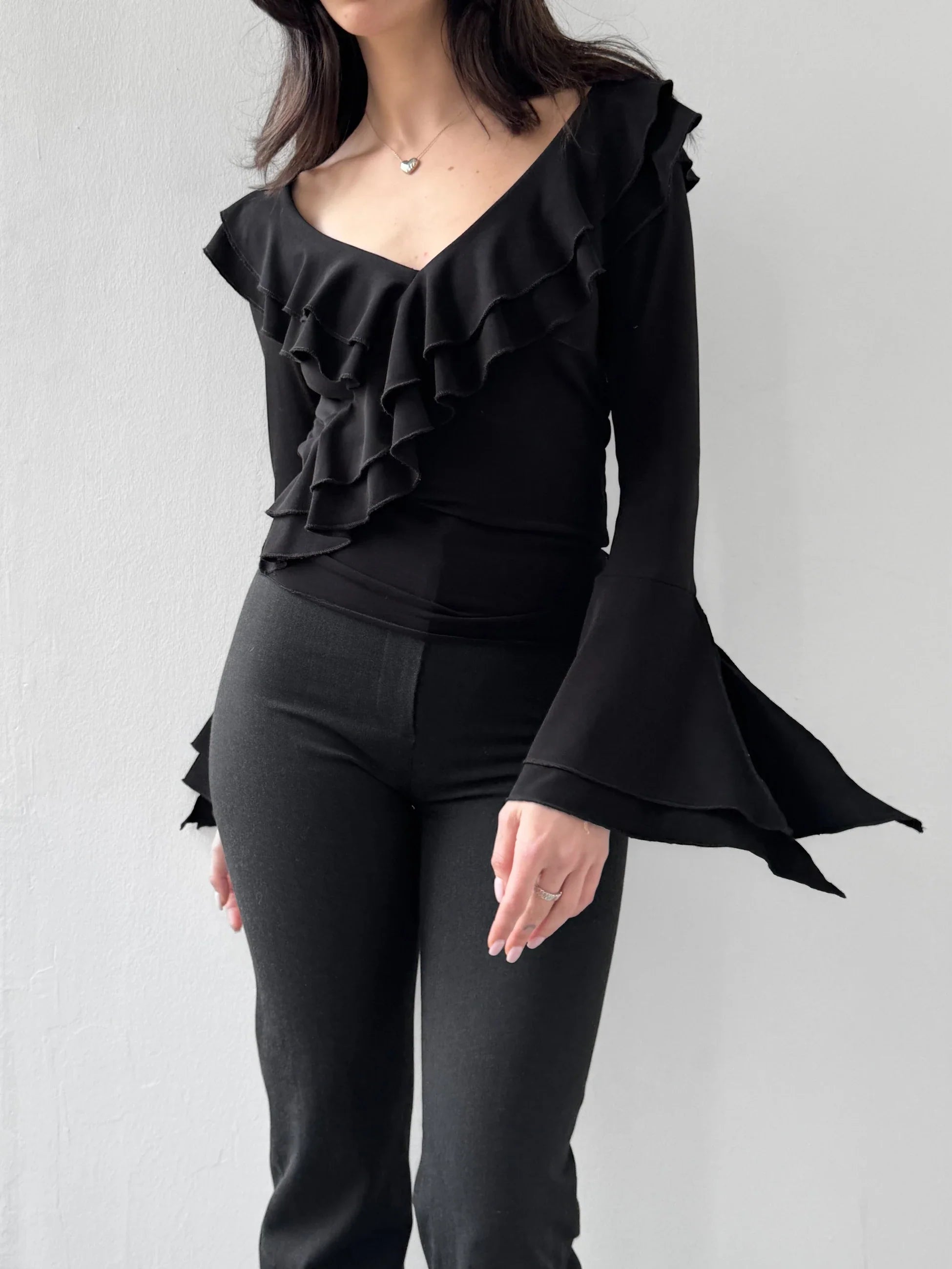 Black Ruffled Blouse