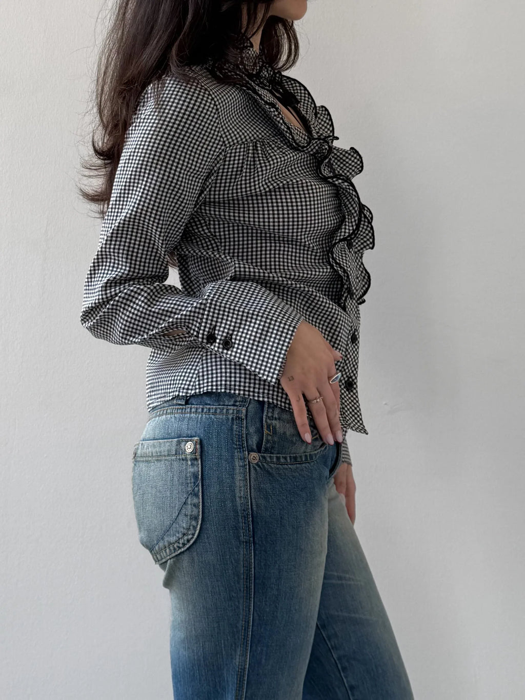 Collar-Detailed Checked Shirt