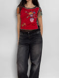 Embroidered Tulle Blouse