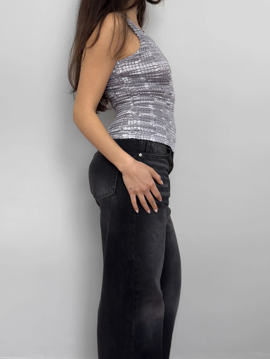 Pleated Silver Blouse