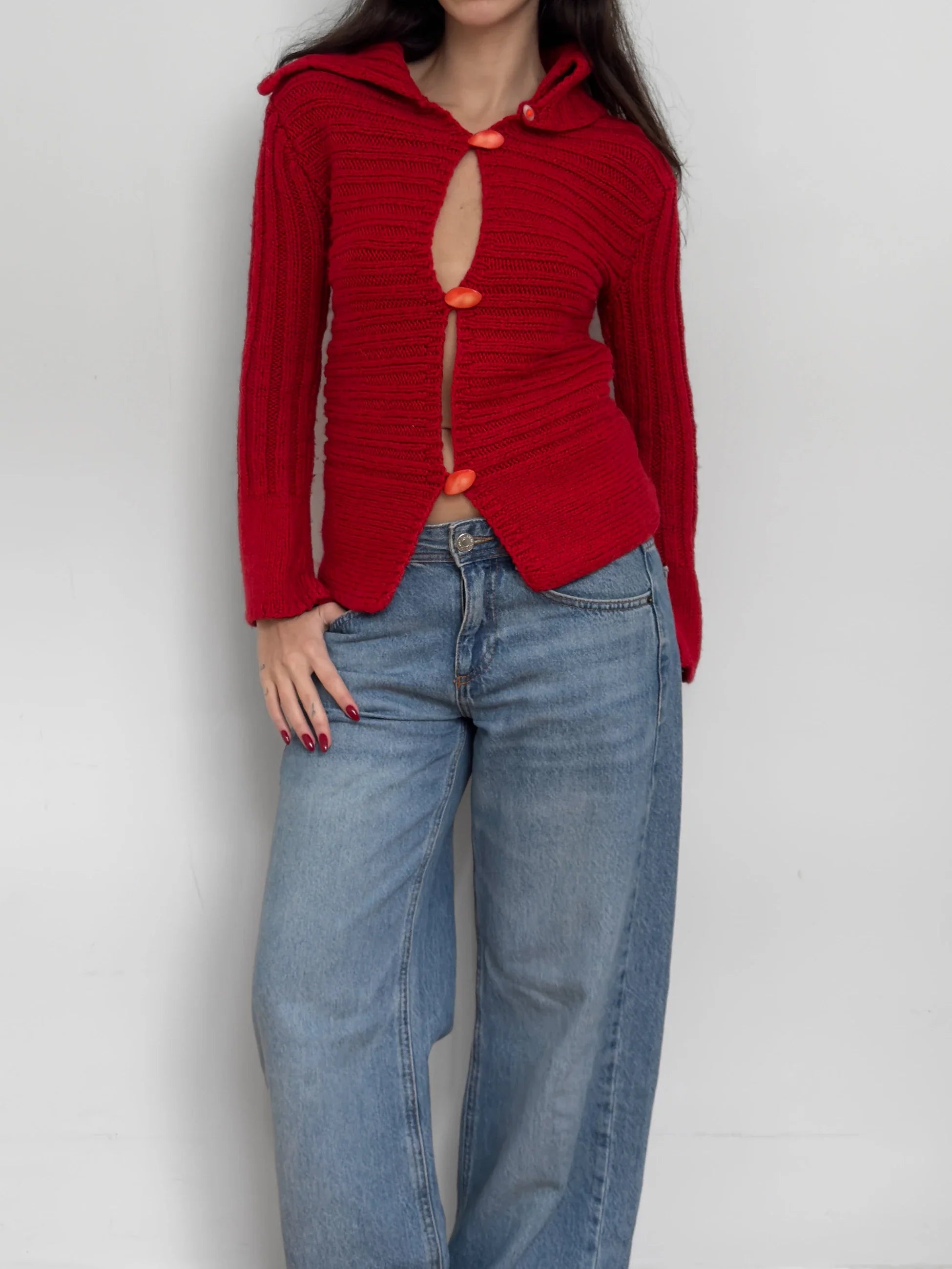 Red Knit Cardigan