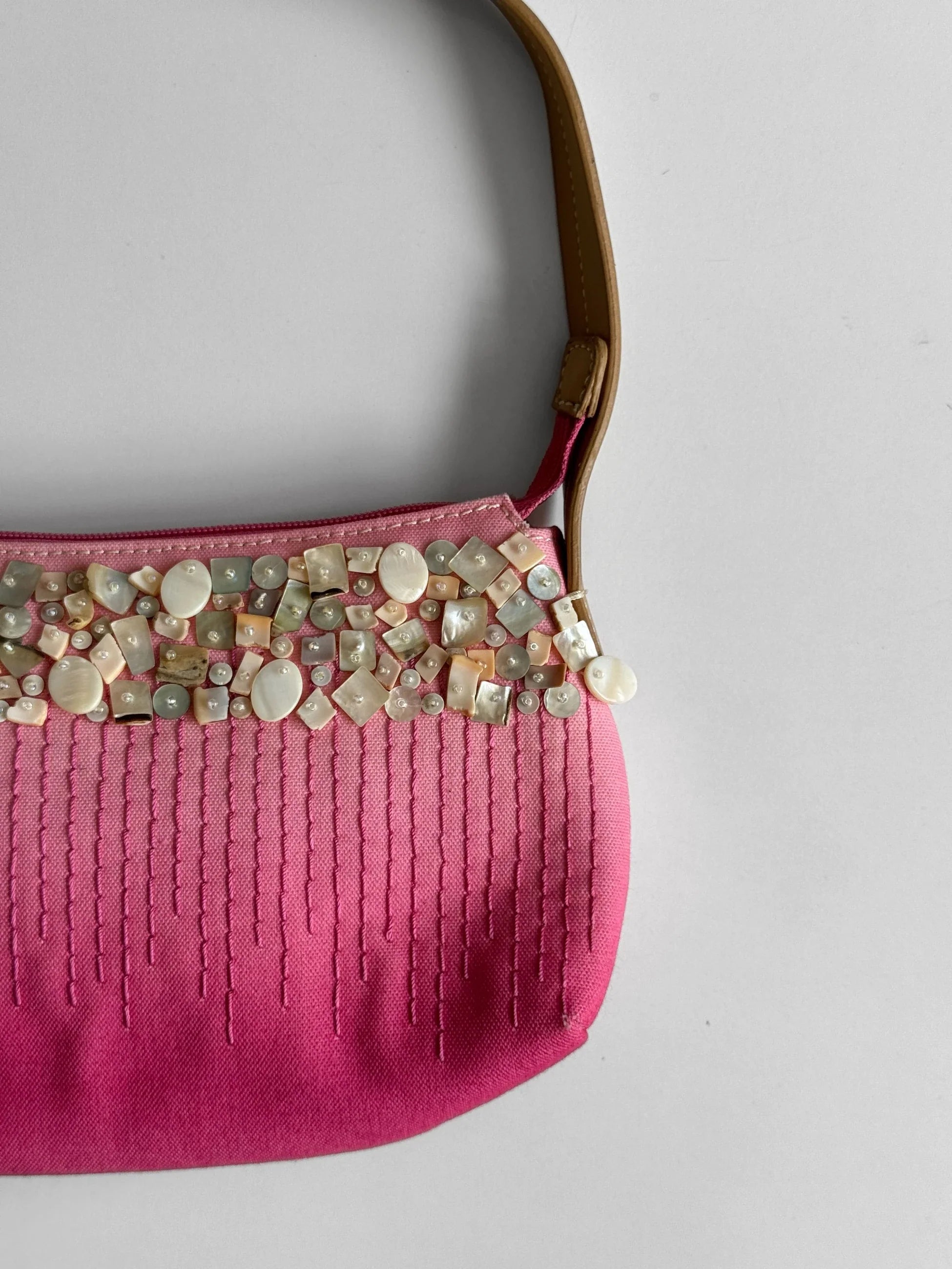 Stone-Embroidered Pink Bag