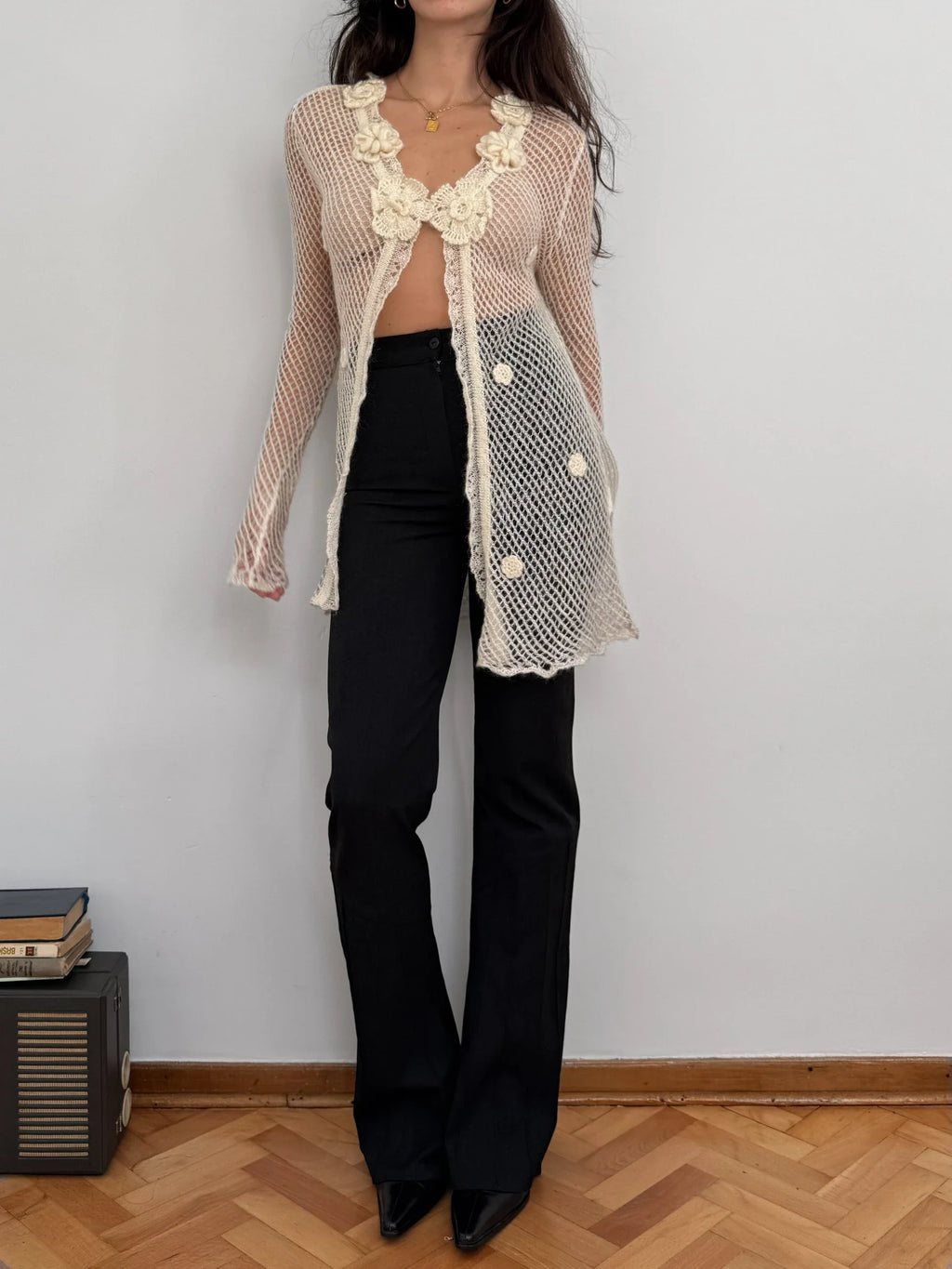 Pointelle Mohair Cardigan