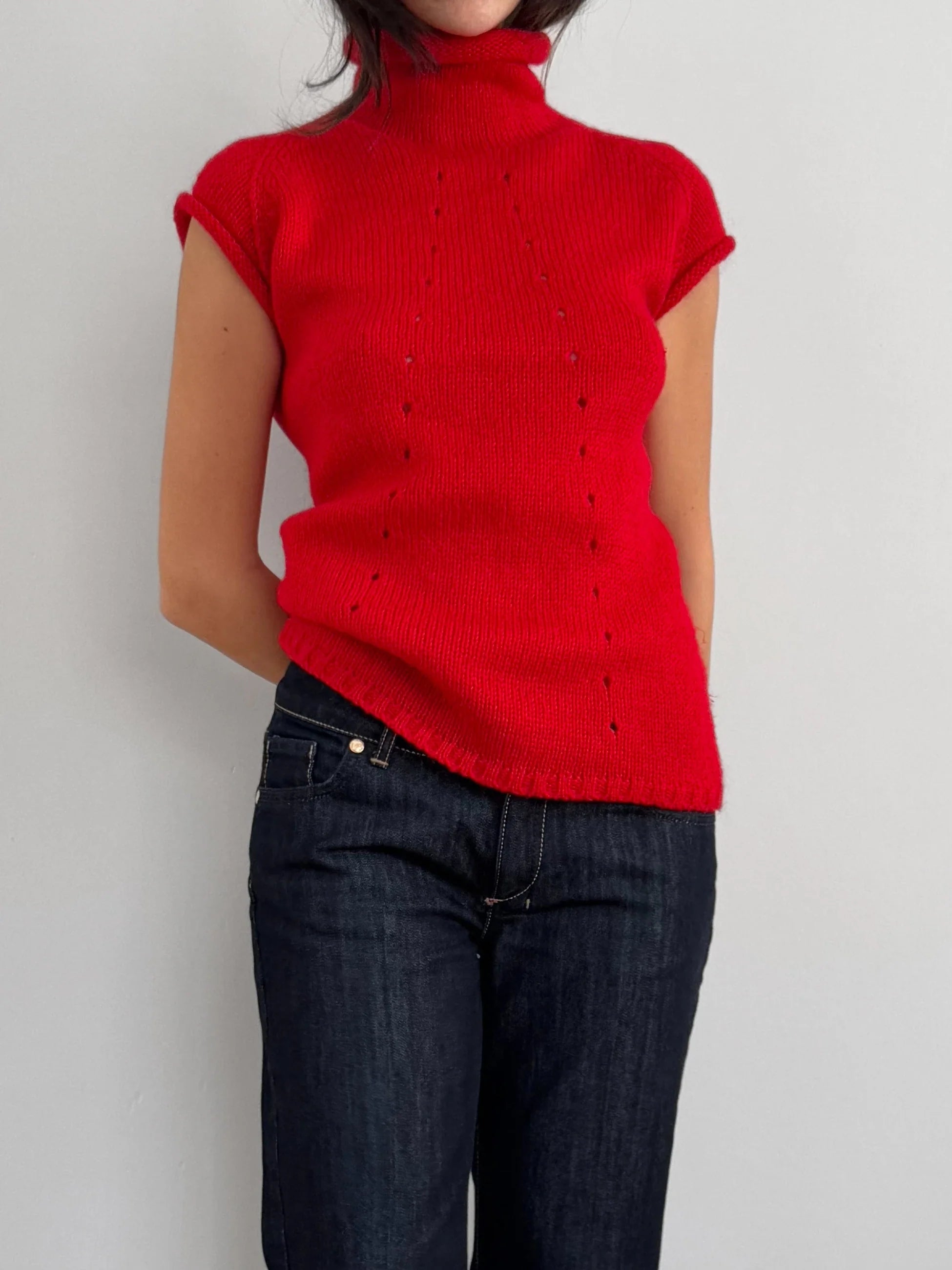 Red Wool Blend Knit Pullover