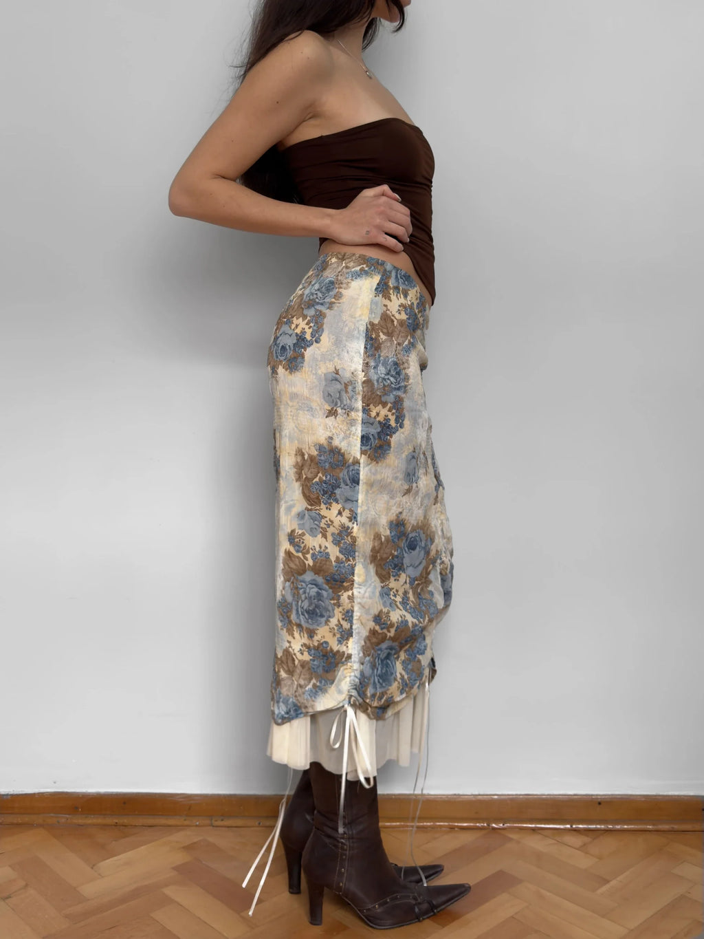 Floral Print Tulle Skirt