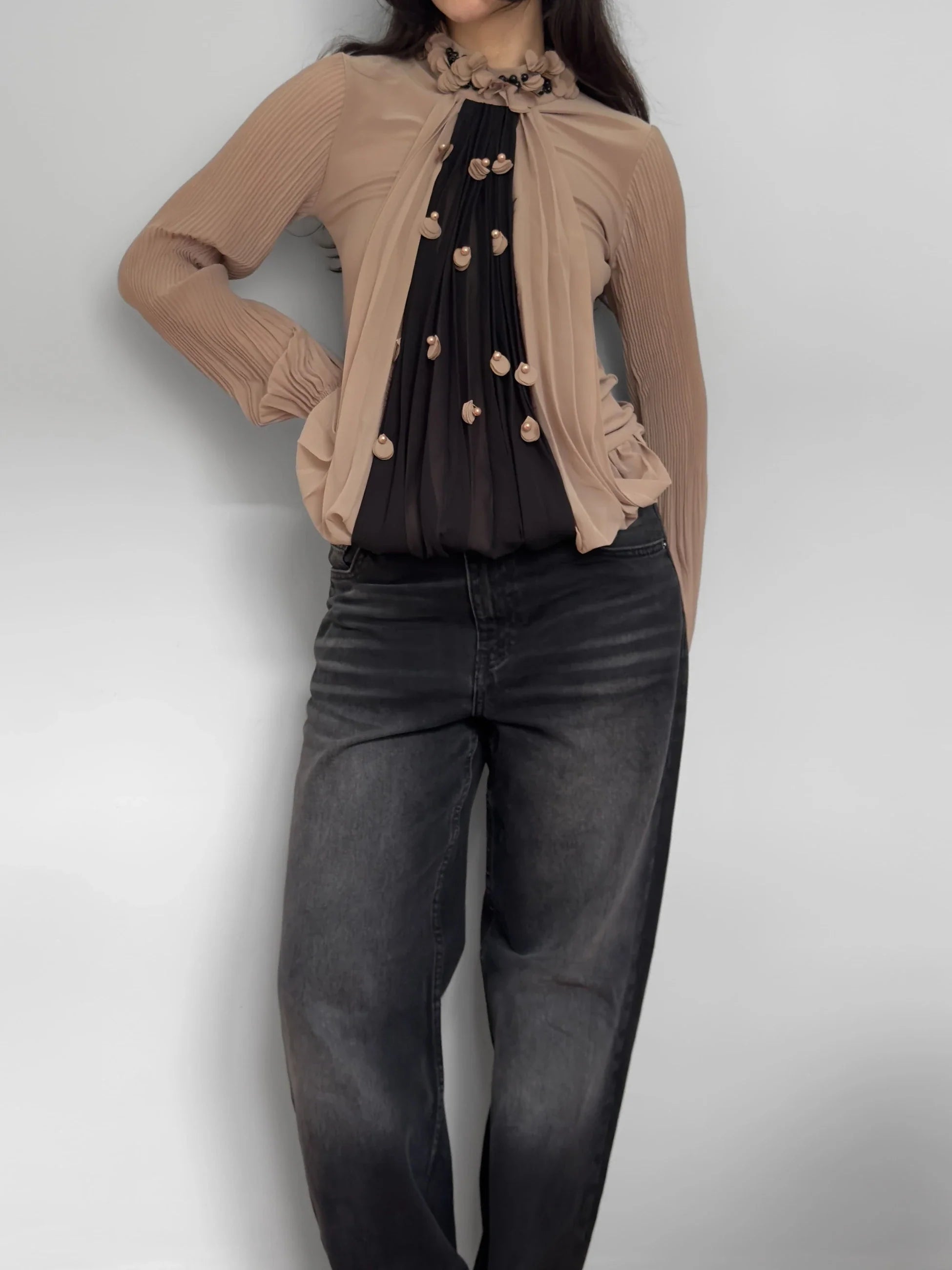 Chiffon-Detailed Blouse